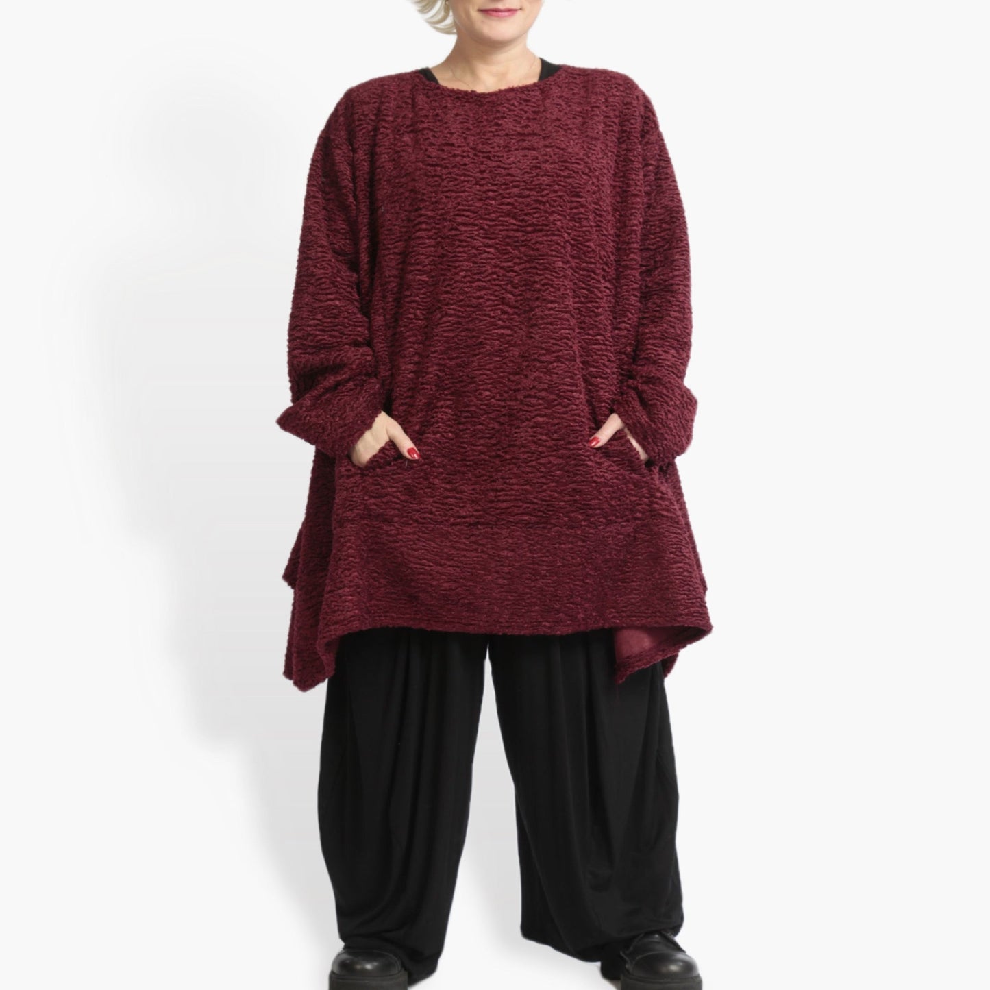 Winter Big Shirt in the shape of Astrakan quality, Astra in wine red