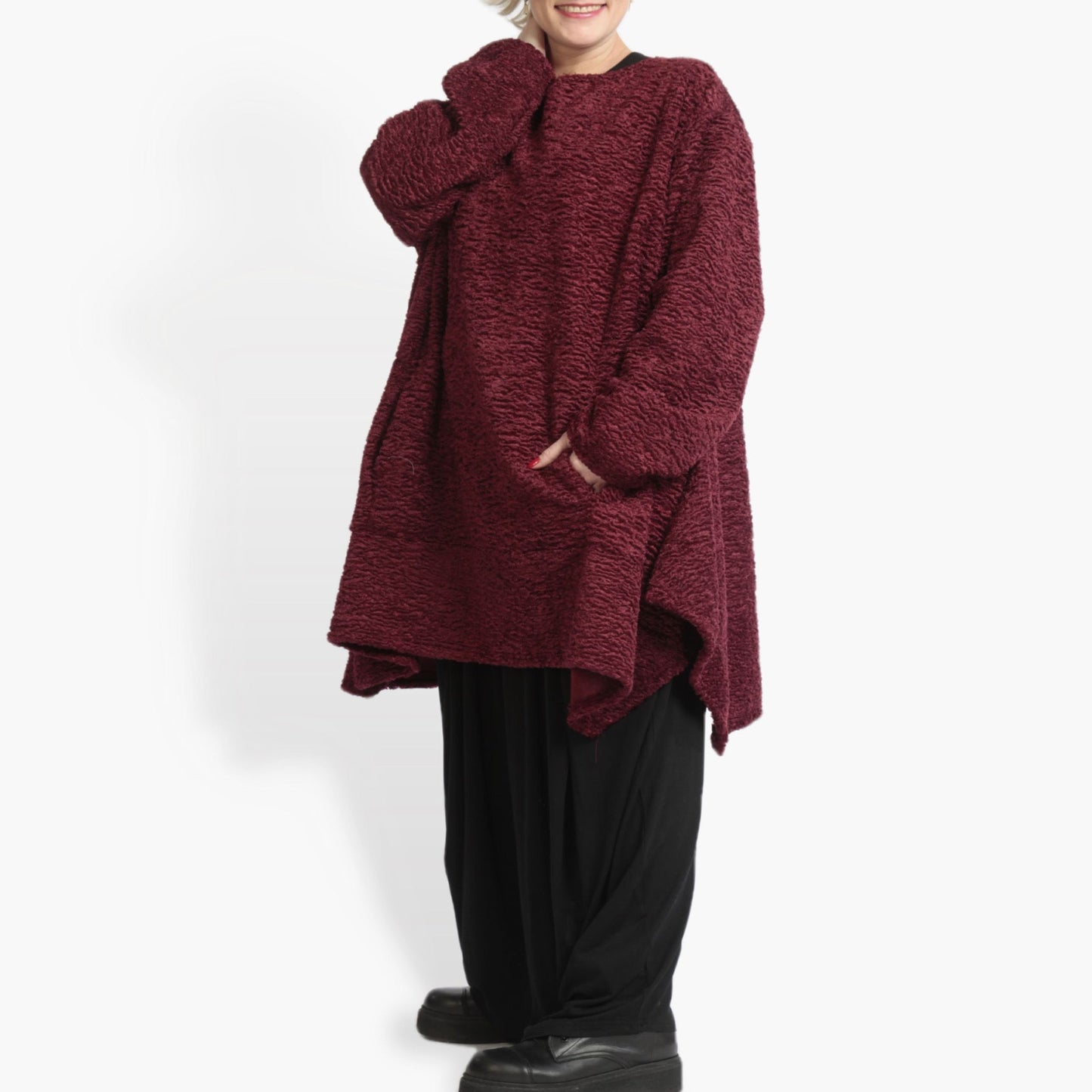 Winter Big Shirt in the shape of Astrakan quality, Astra in wine red