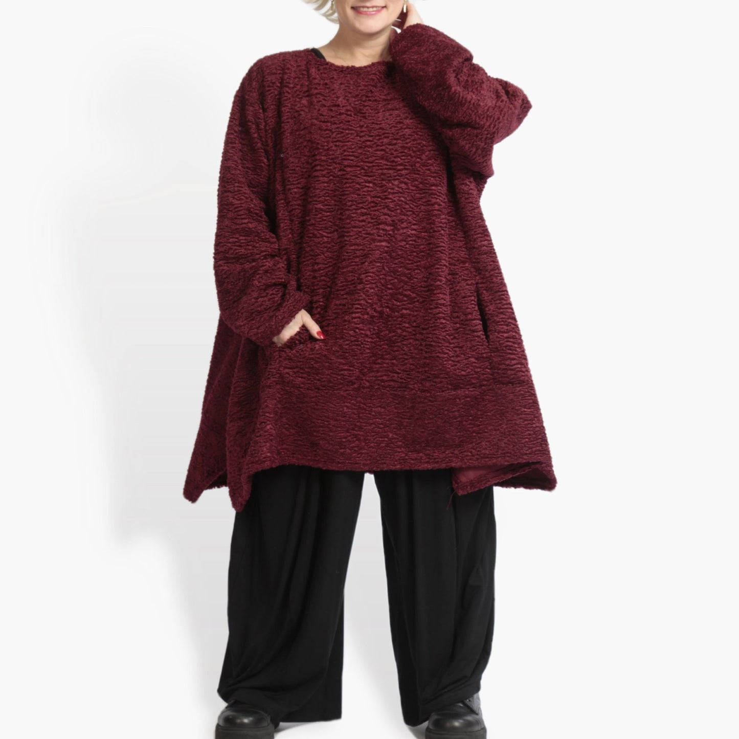 Winter Big Shirt in the shape of Astrakan quality, Astra in wine red