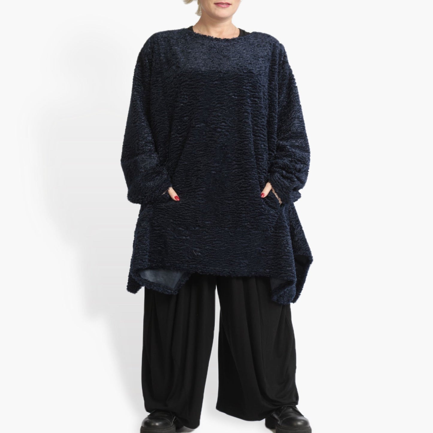 Winter Big Shirt in the shape of Astrakan quality, Astra in navy