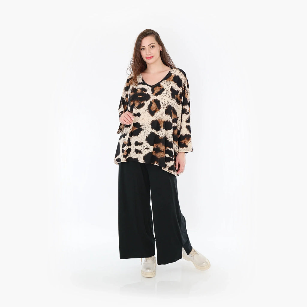 AKH 6993 Big Shirt, Beige-Schwarz-Braun