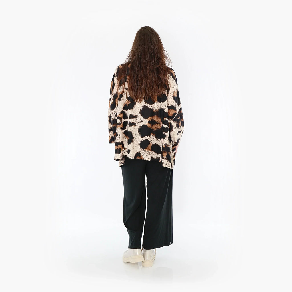 AKH 6993 Big Shirt, Beige-Schwarz-Braun