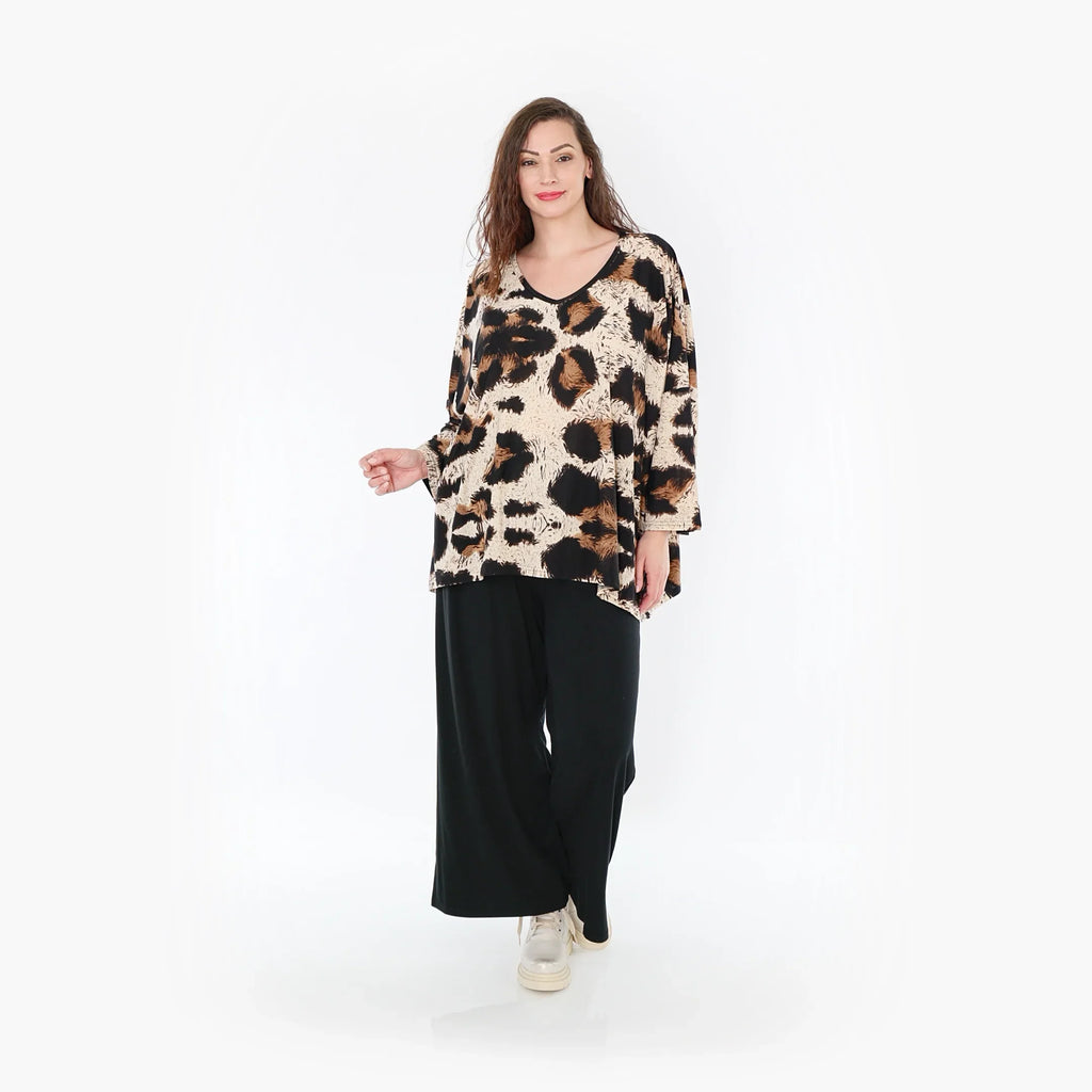 AKH 6993 Big Shirt, Beige-Schwarz-Braun