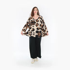 AKH 6993 Big Shirt, Beige-Schwarz-Braun