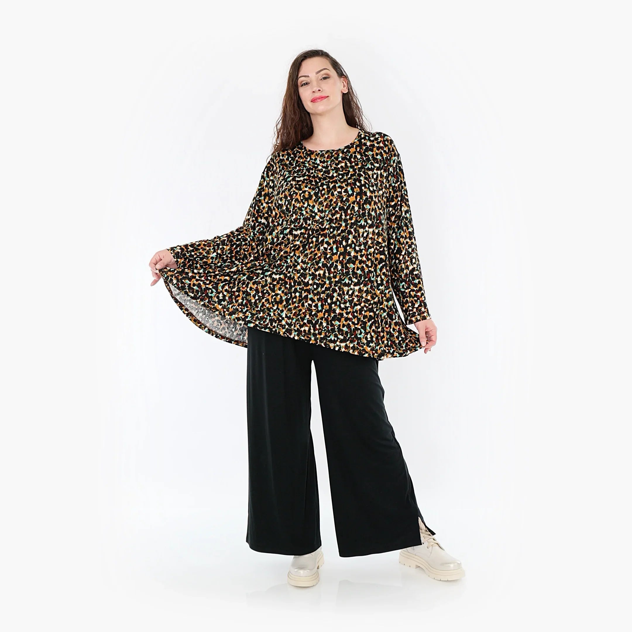 AKH Fashion Shirt 1892 Celina, Schwarz/Braun/Grün
