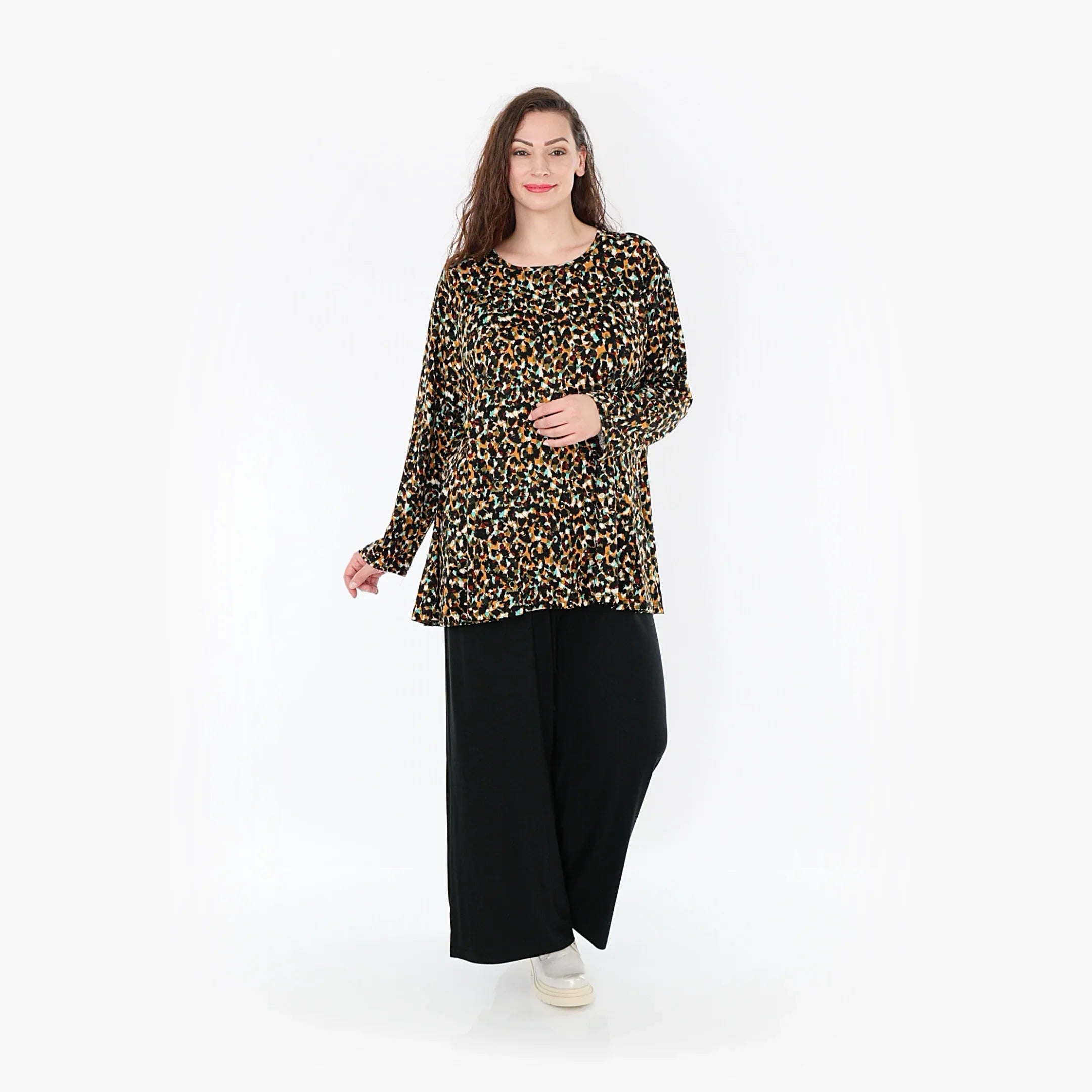 AKH Fashion Shirt 1892 Celina, Schwarz/Braun/Grün