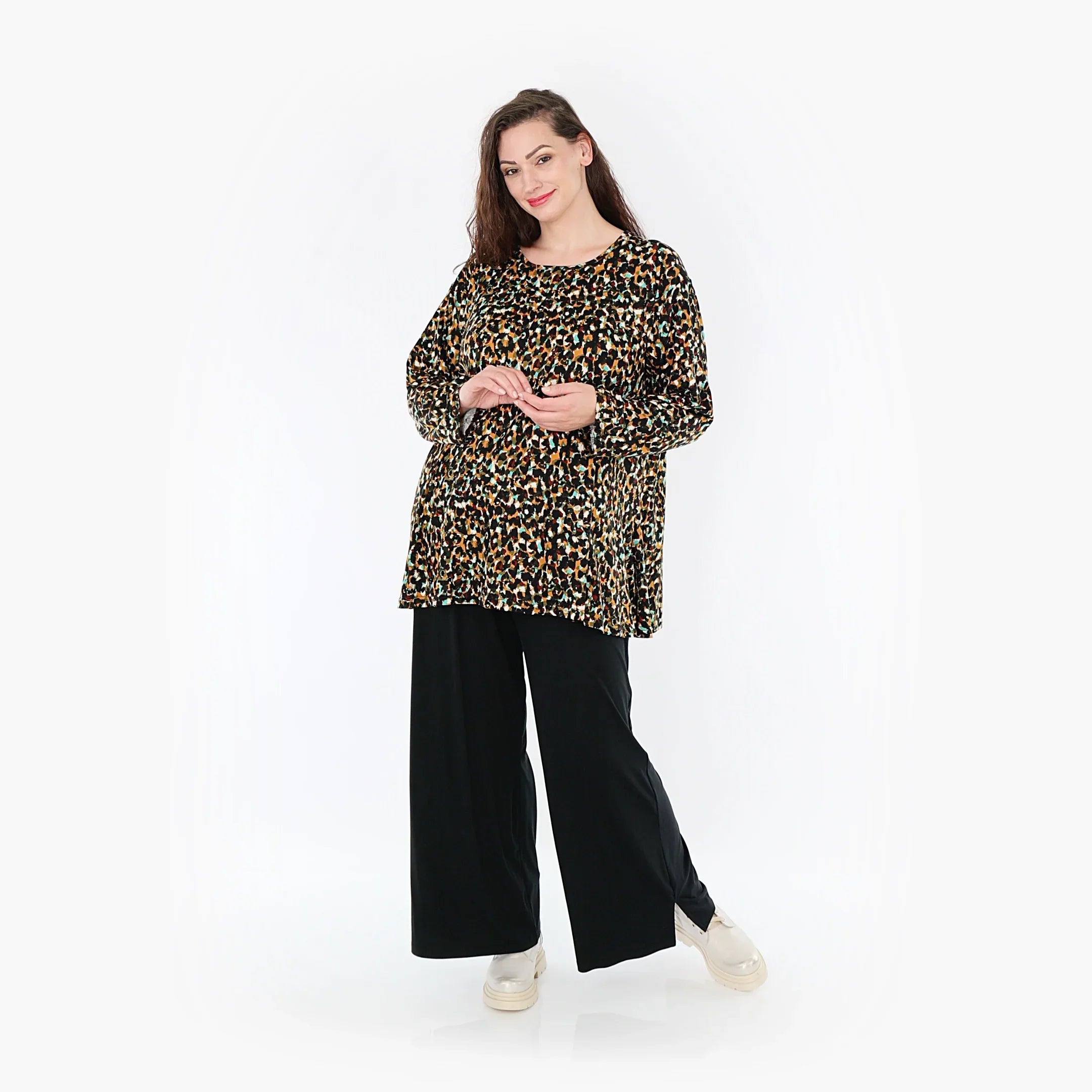 AKH Fashion Shirt 1892 Celina, Schwarz/Braun/Grün