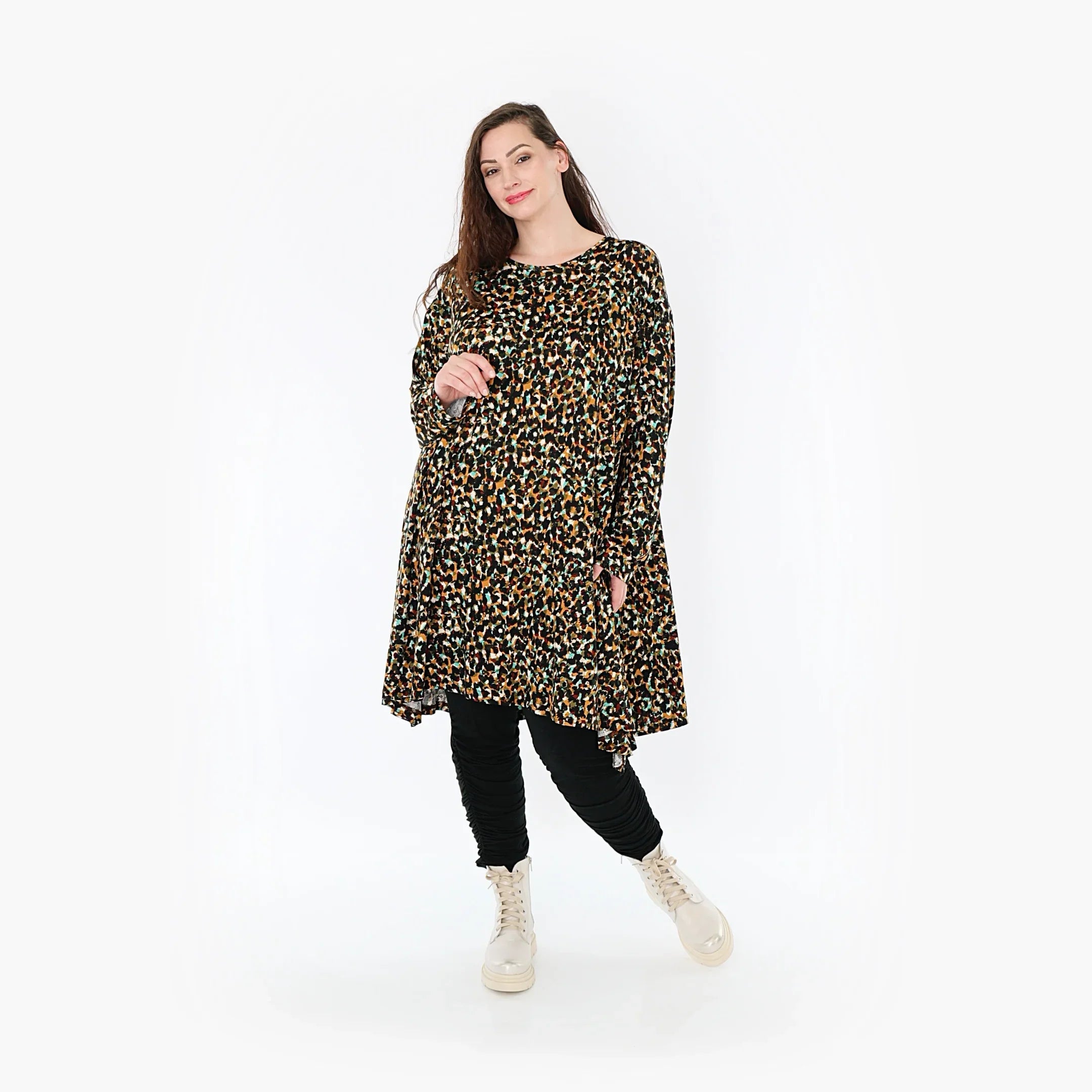 AKH Fashion Shirt 2666 Celina, Schwarz/Braun/Grün