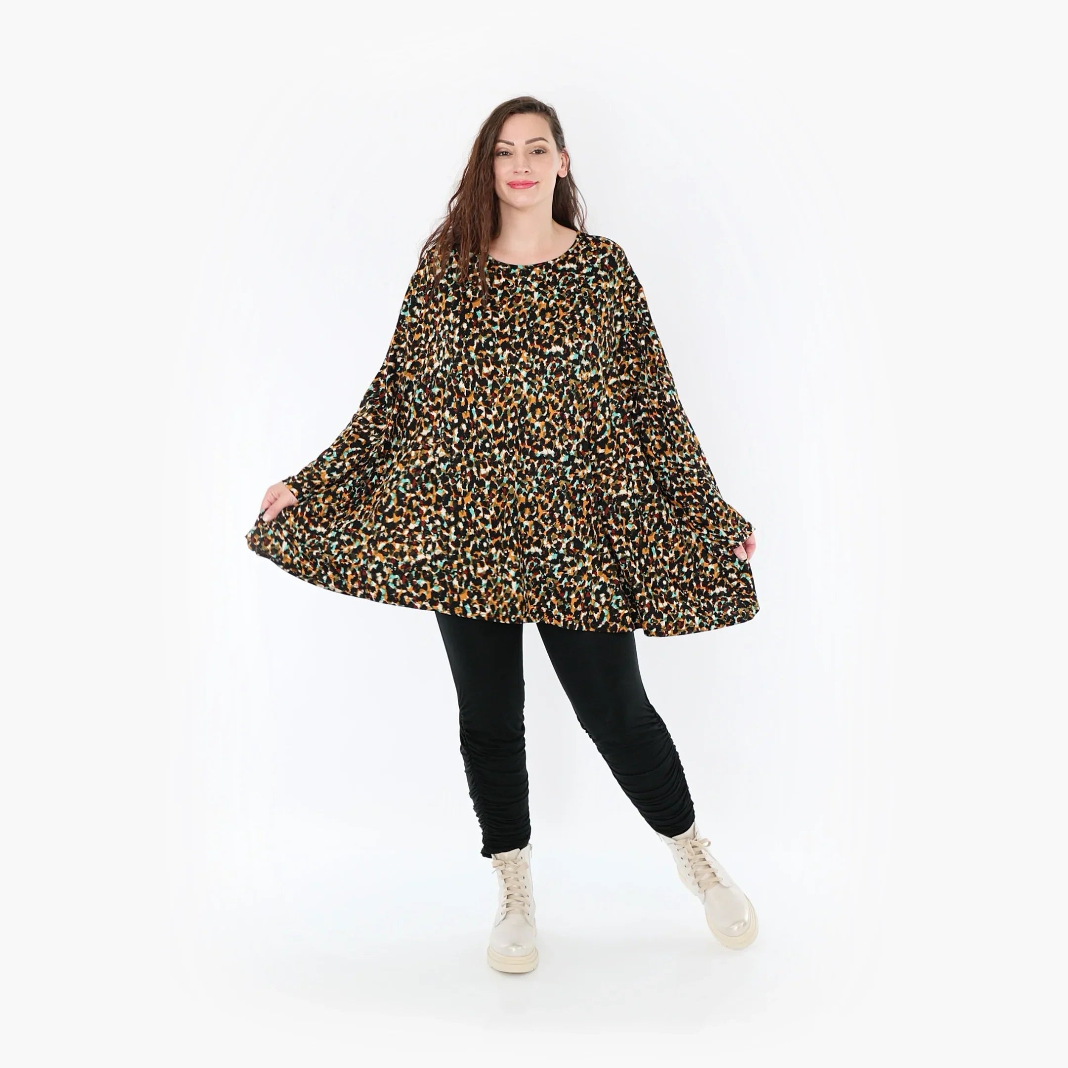 AKH 593 Big Shirt, Black-Brown-Green
