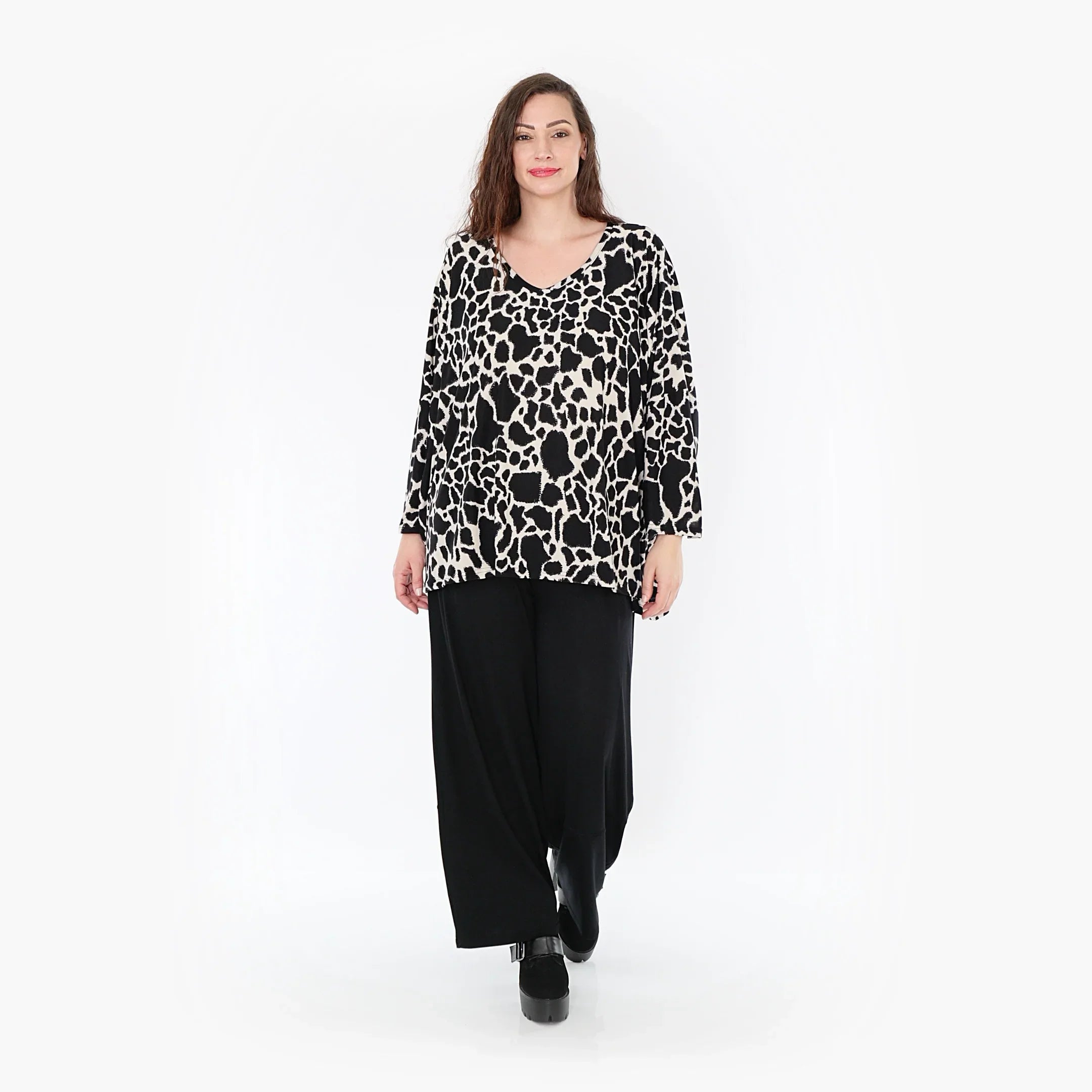 AKH Fashion Shirt 6993 Livia, Schwarz/Ecru