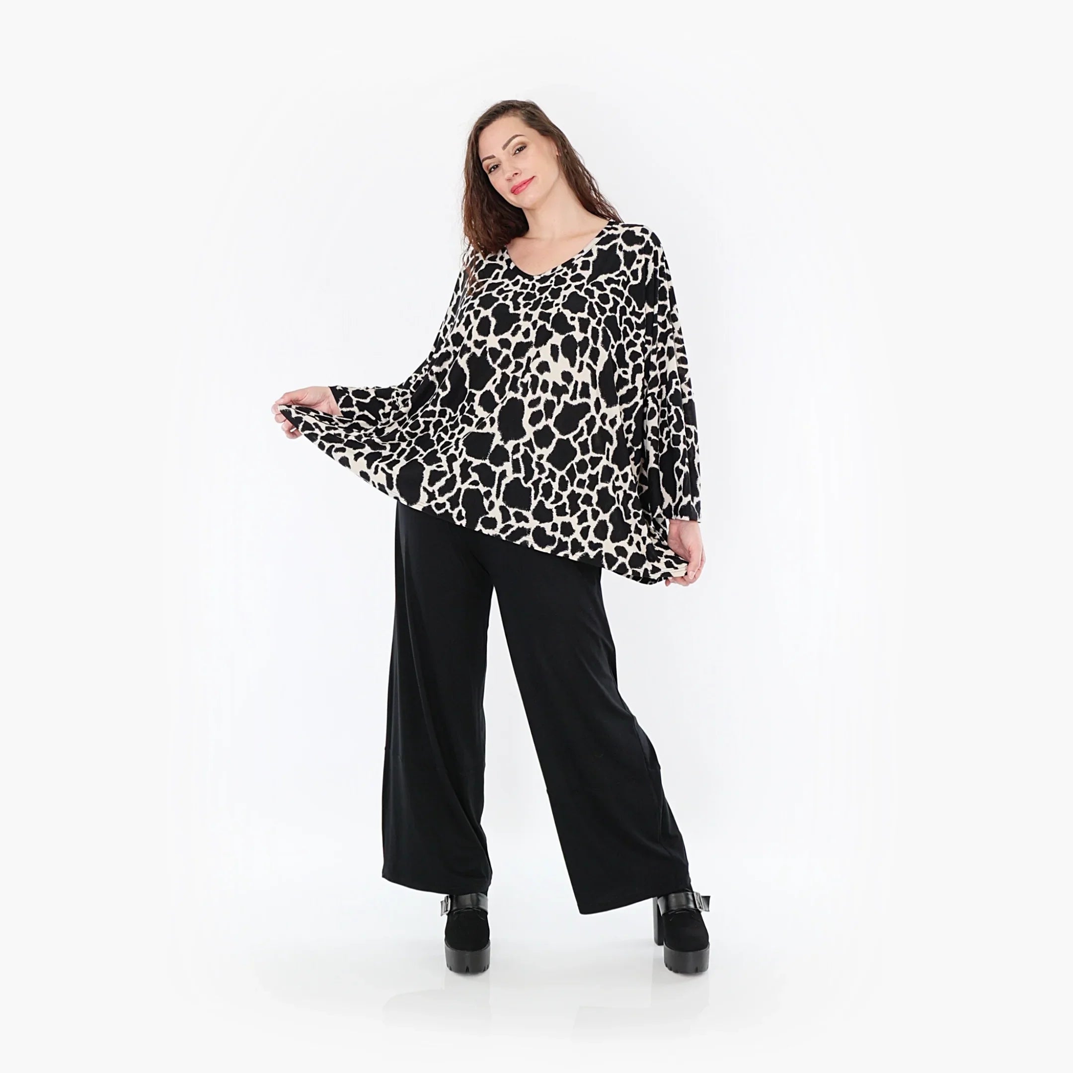AKH Fashion Shirt 6993 Livia, Schwarz/Ecru