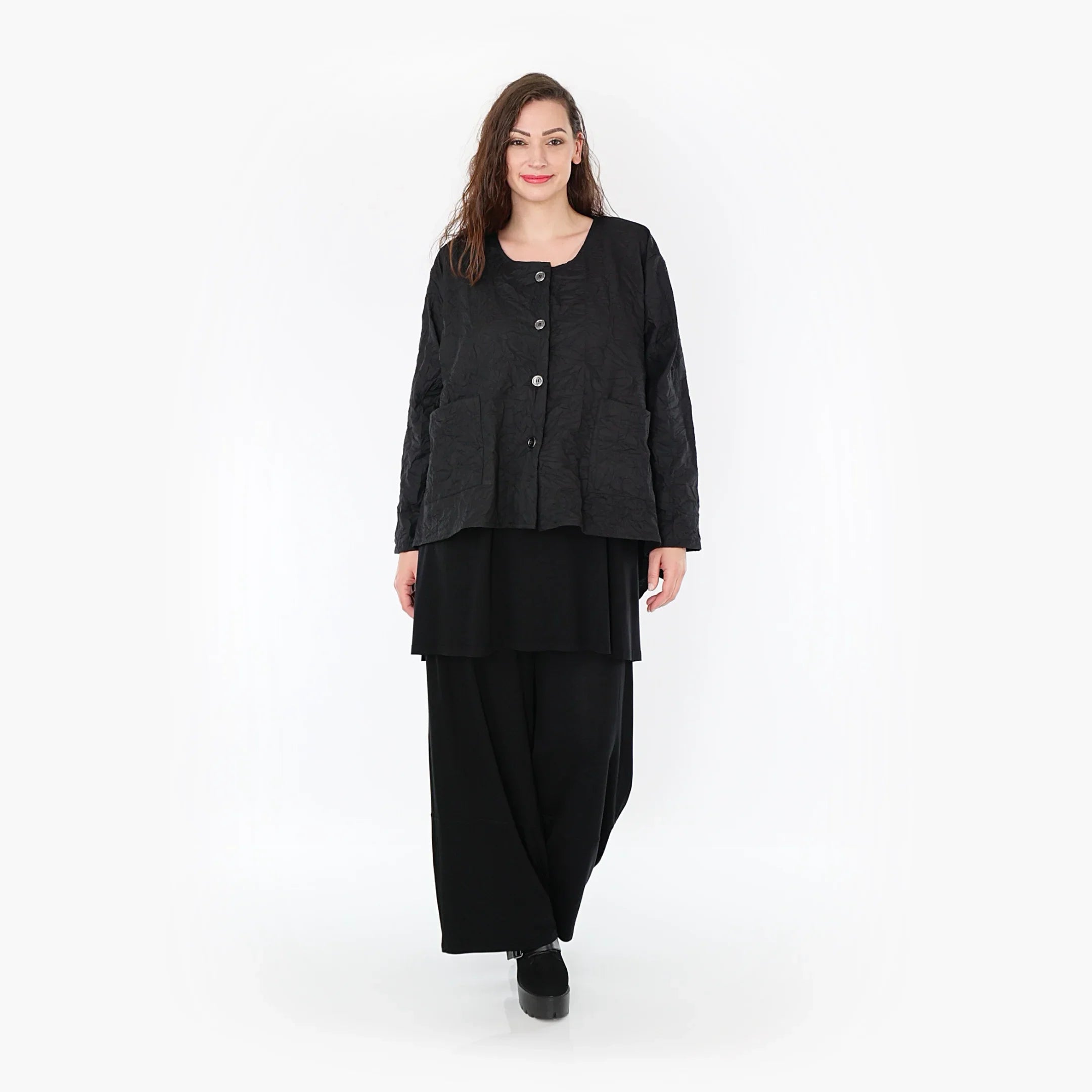 AKH Fashion Jacke 118 Crushed, Schwarz