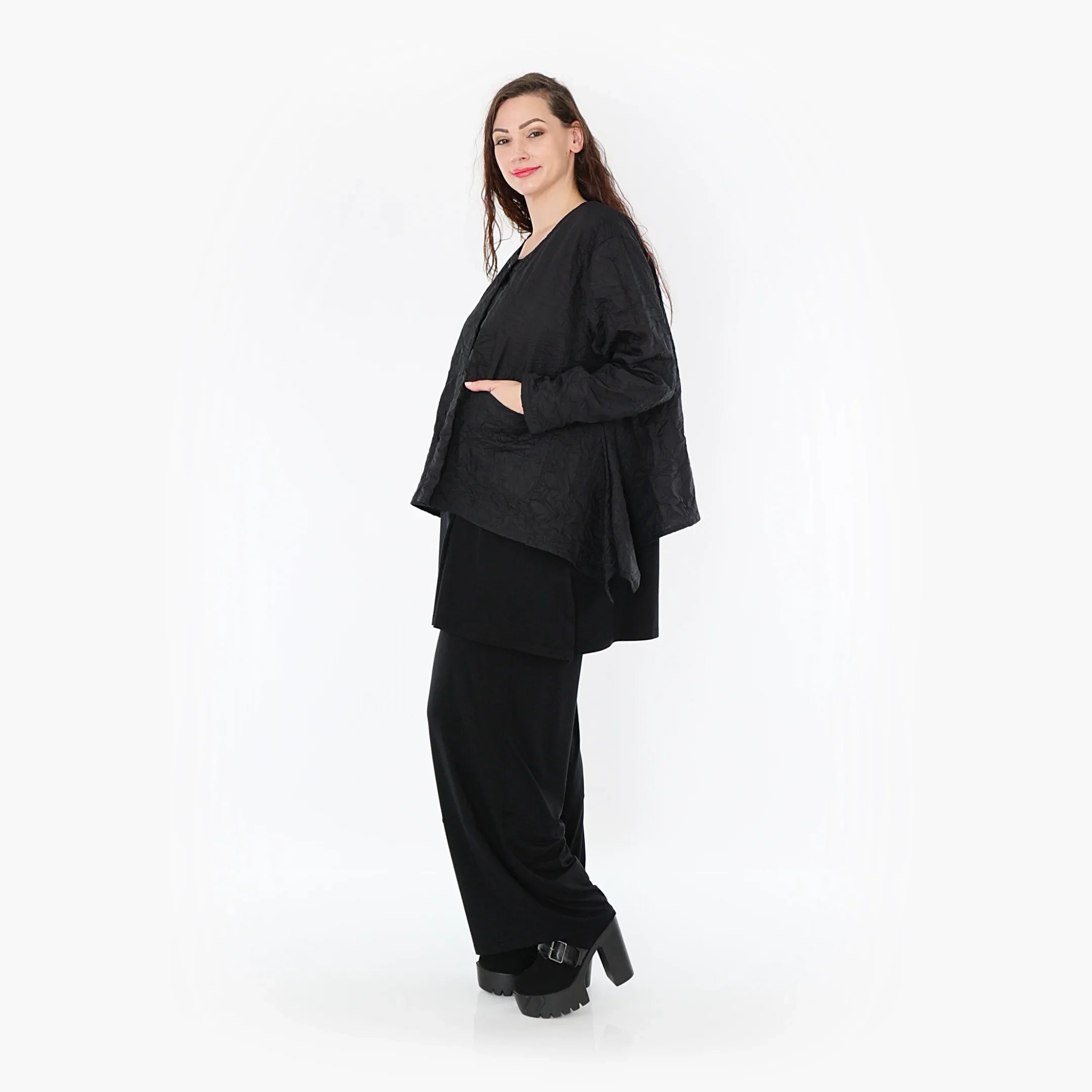 AKH Fashion Jacke 118 Crushed, Schwarz