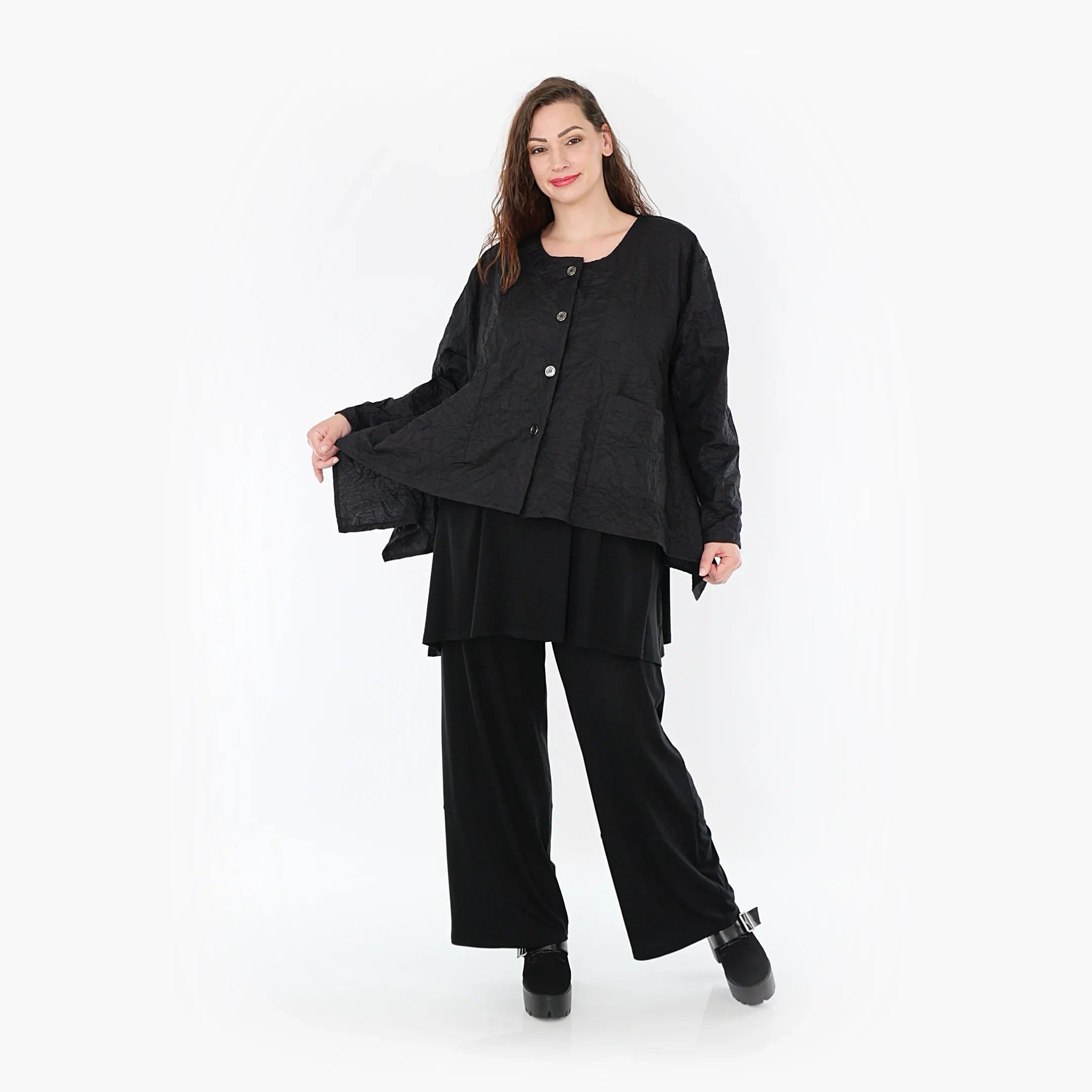 AKH Fashion Jacke 118 Crushed, Schwarz