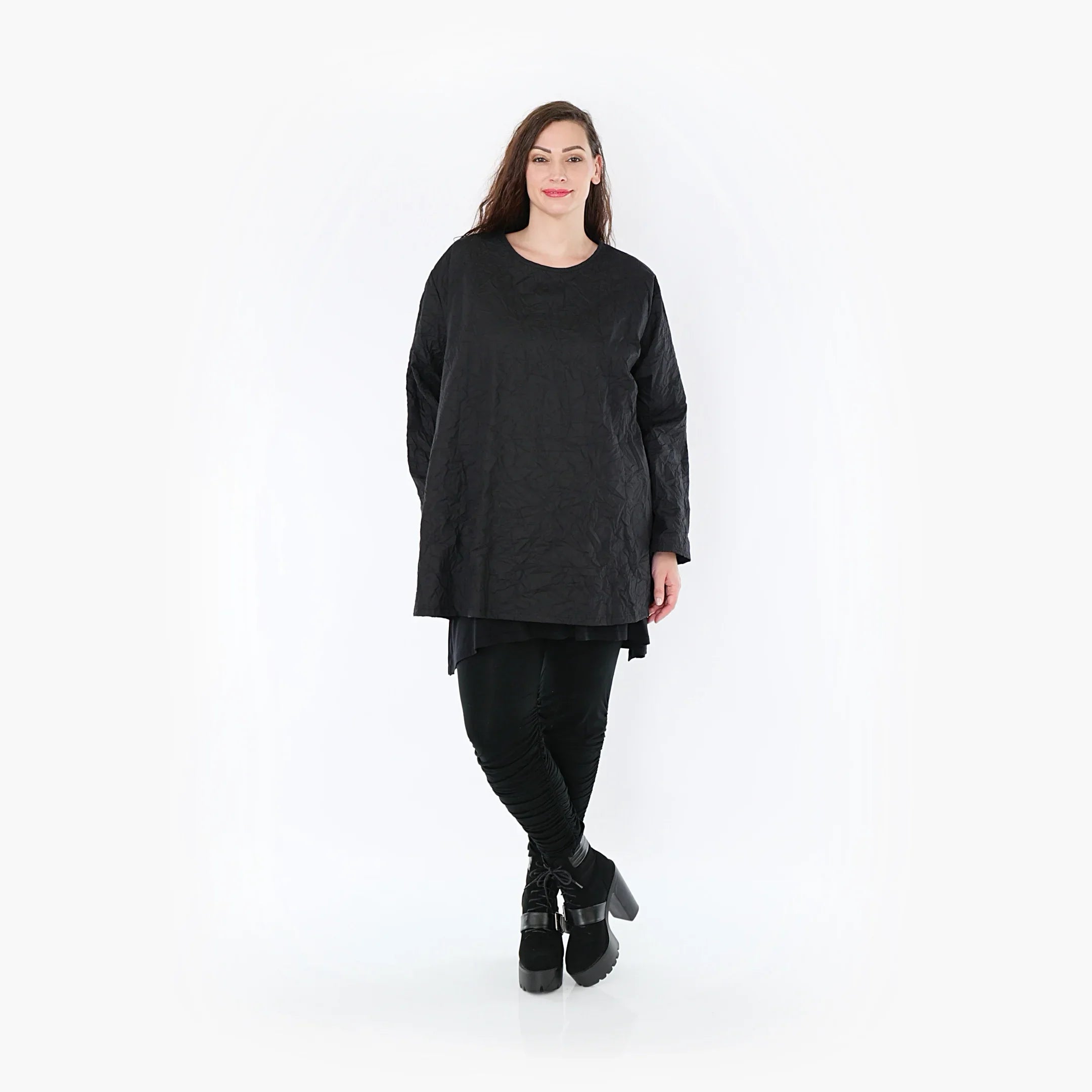 AKH Fashion Shirt 00593 Crushed, Schwarz