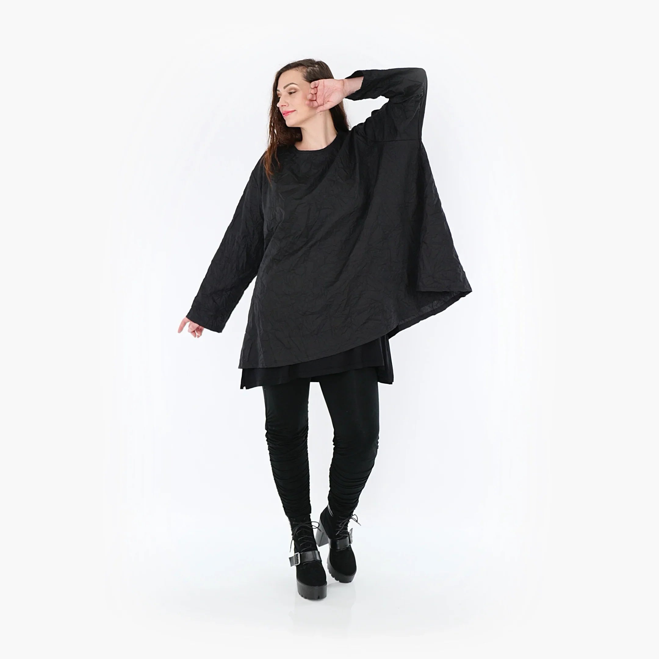 AKH Fashion Shirt 00593 Crushed, Schwarz