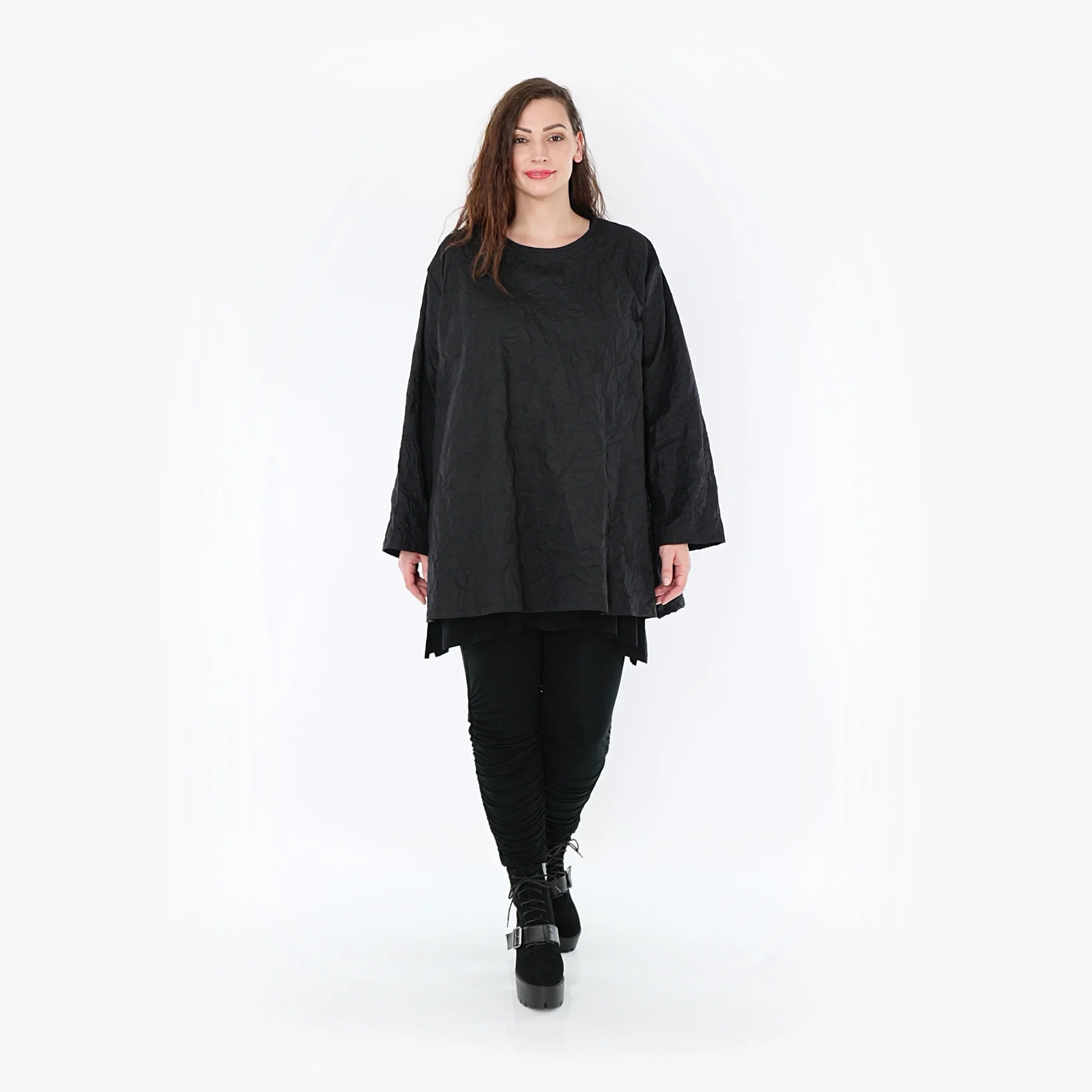 AKH Fashion Shirt 00593 Crushed, Schwarz