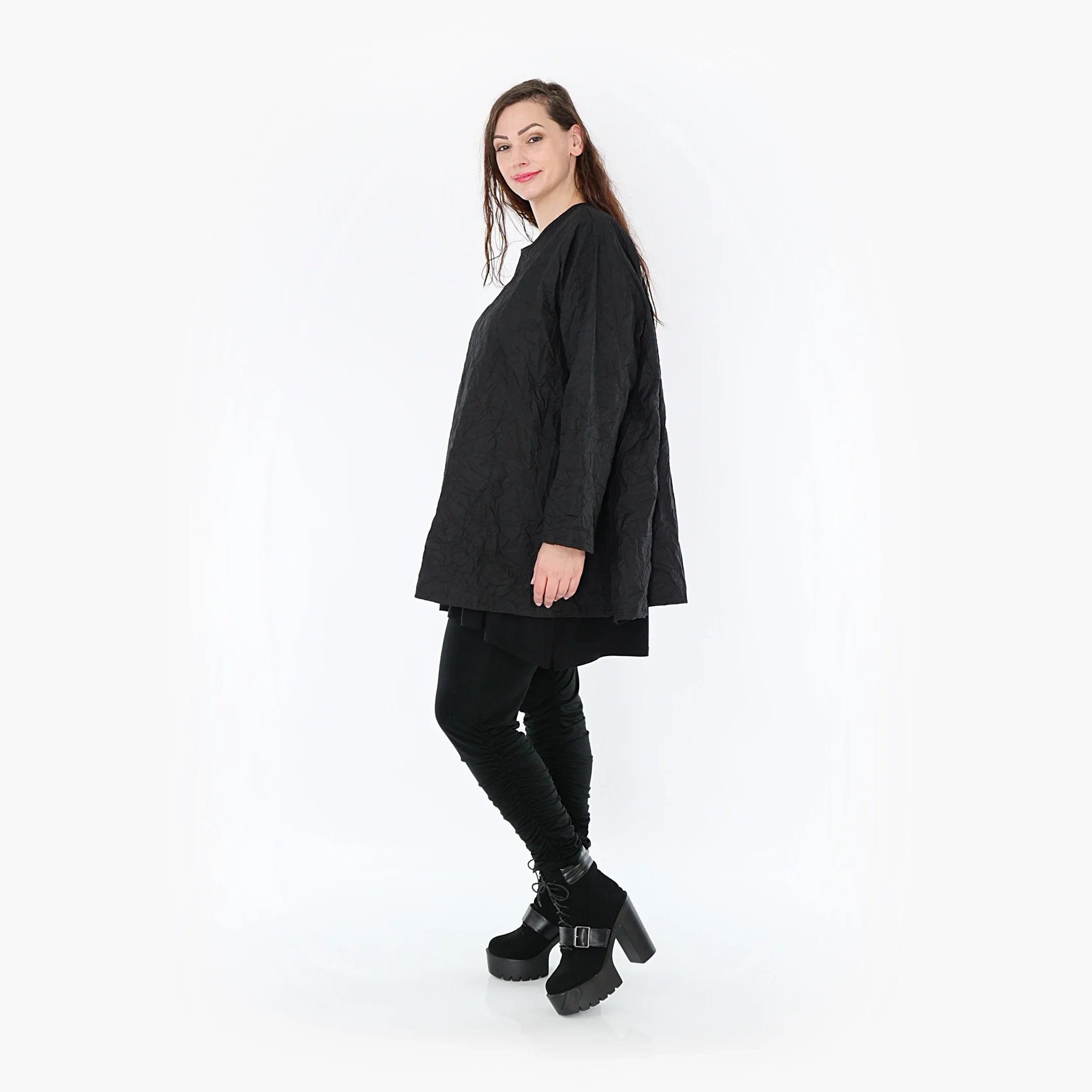 AKH Fashion Shirt 00593 Crushed, Schwarz
