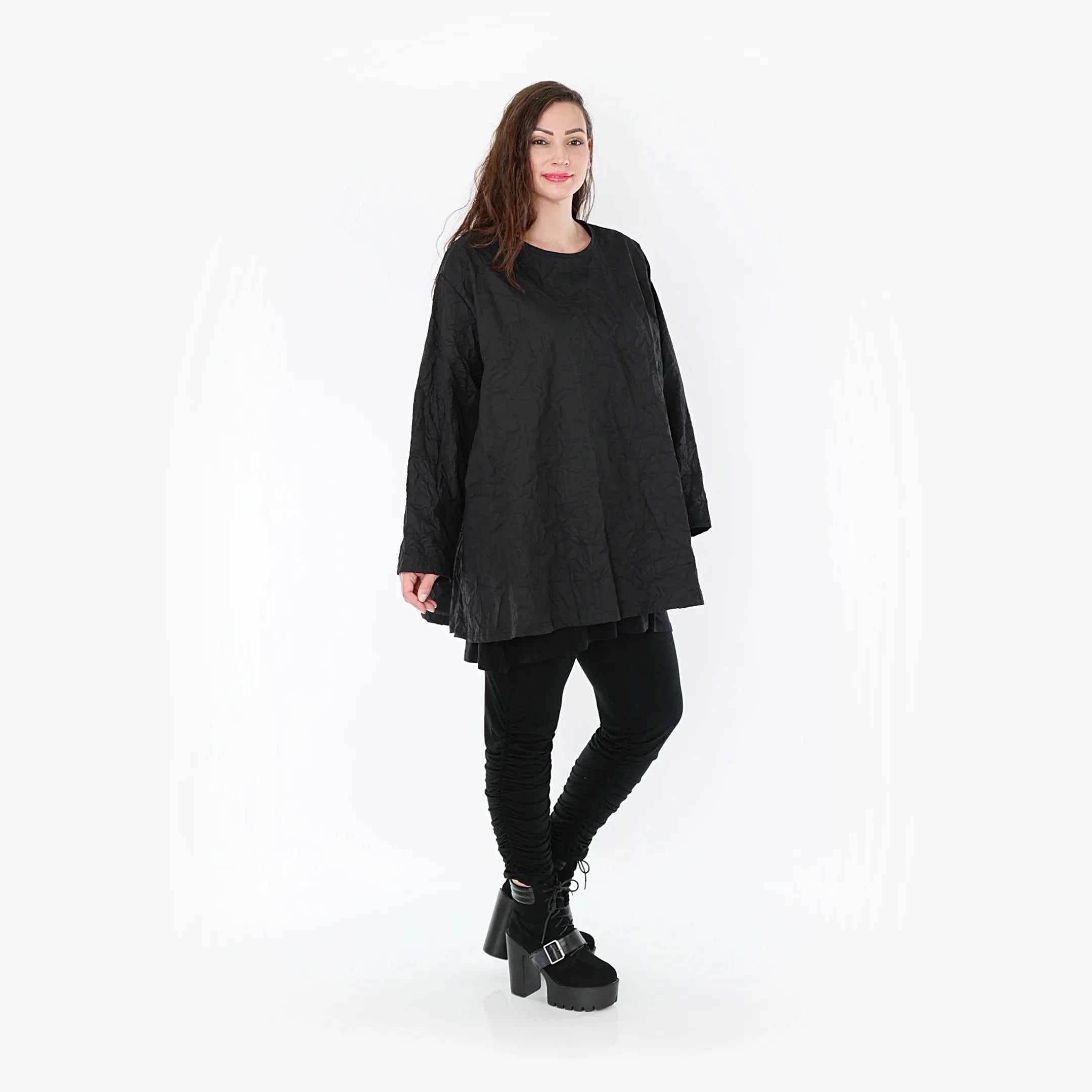 AKH Fashion Shirt 00593 Crushed, Schwarz