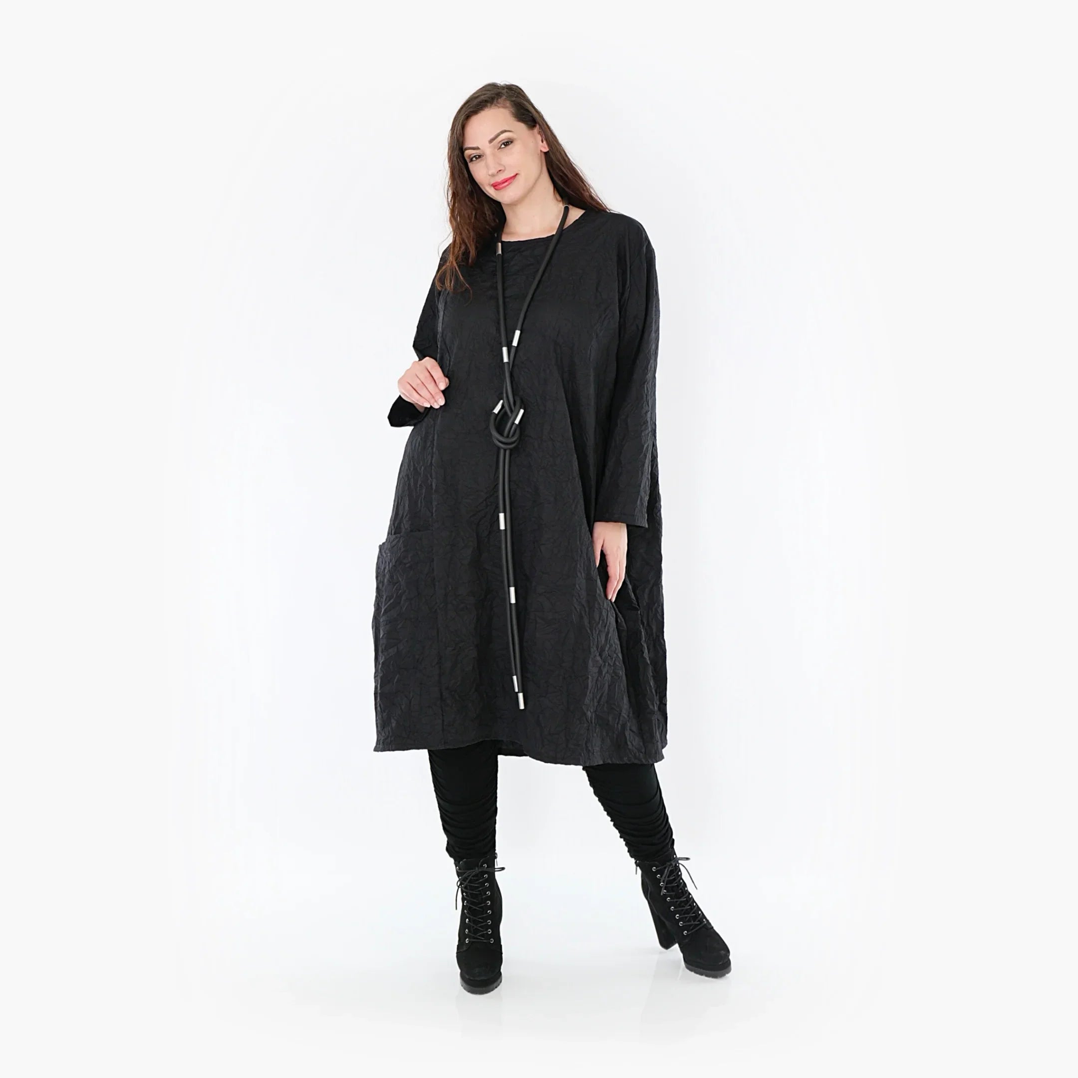 AKH Fashion Kleid 6695 Crushed, Schwarz