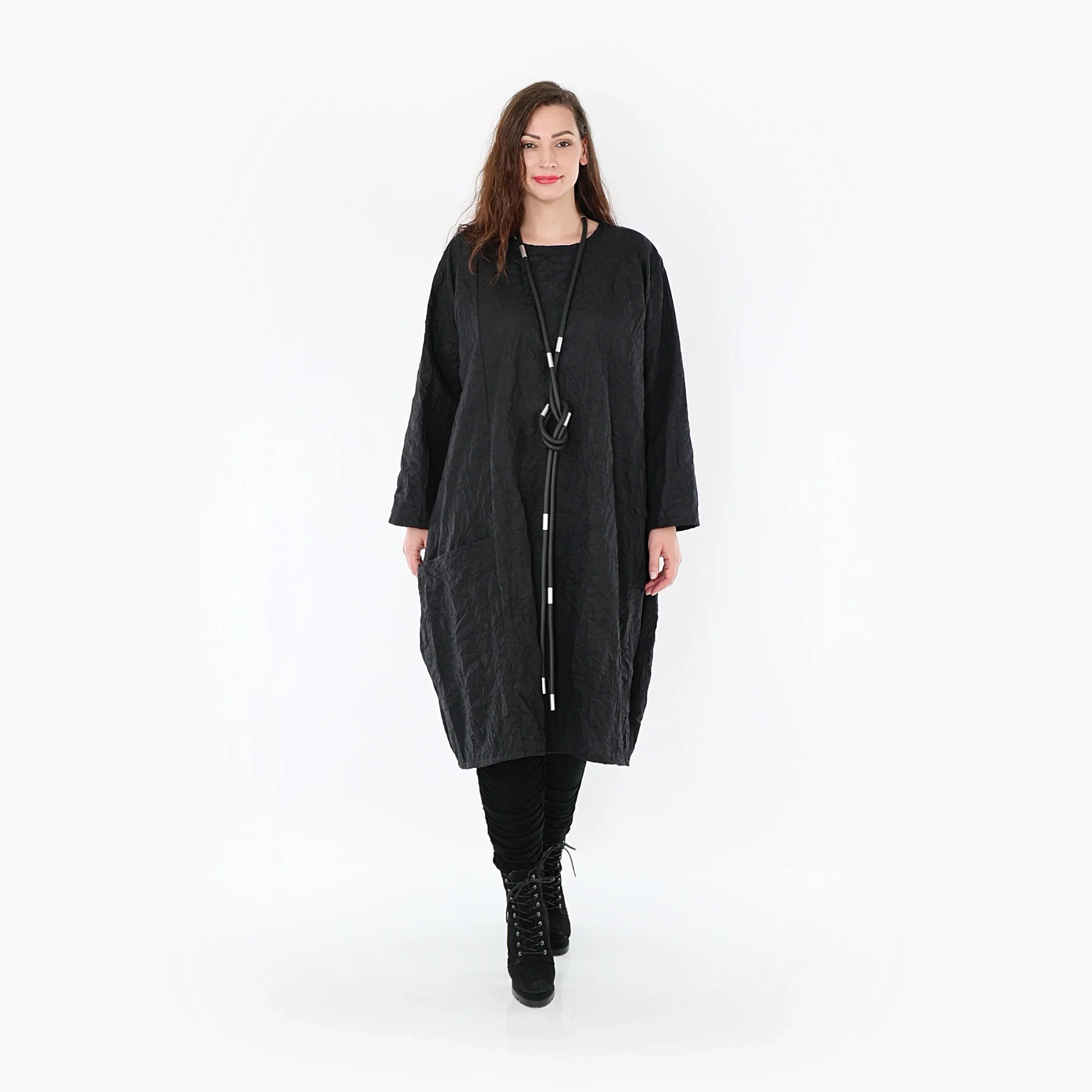 AKH Fashion Kleid 6695 Crushed, Schwarz