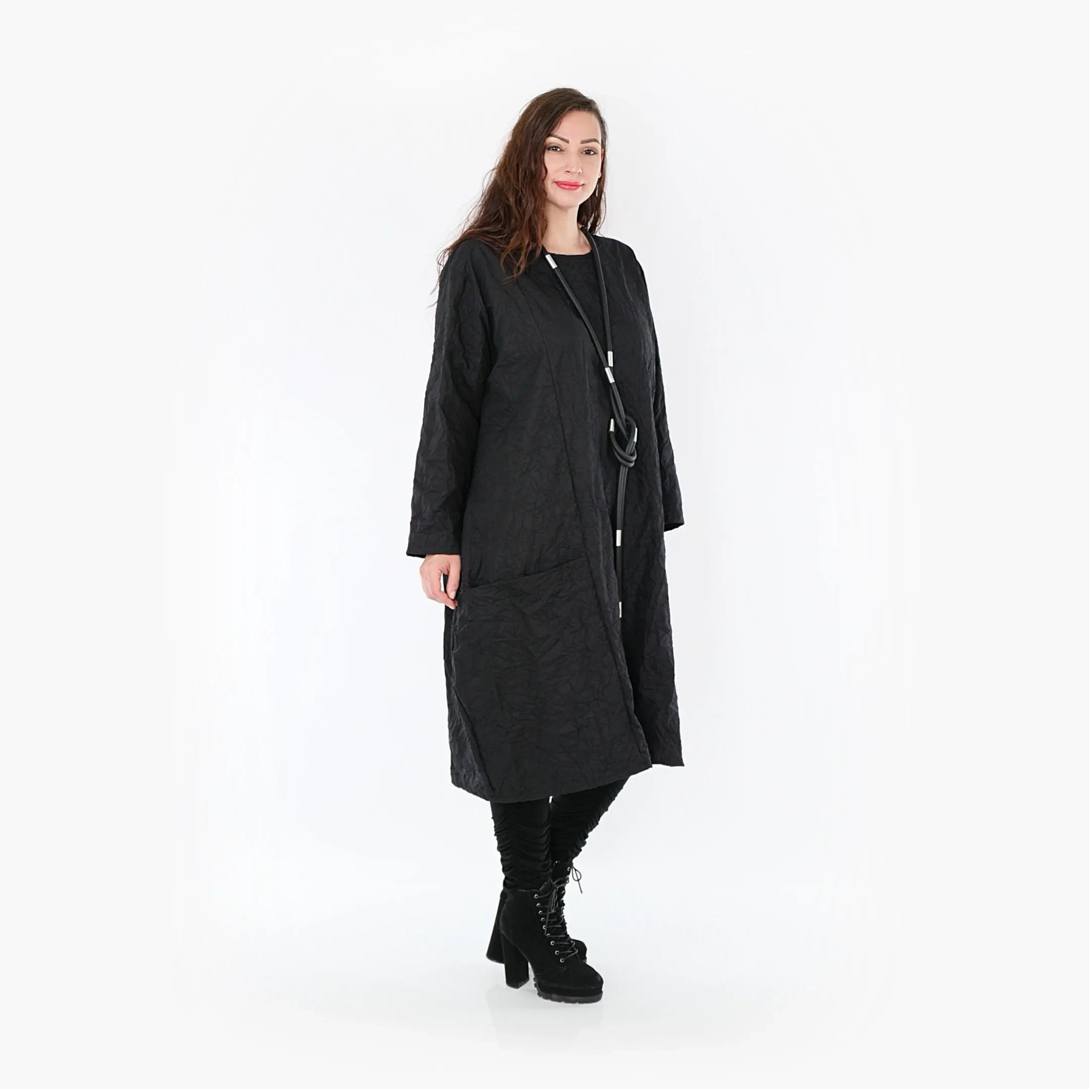 AKH Fashion Kleid 6695 Crushed, Schwarz