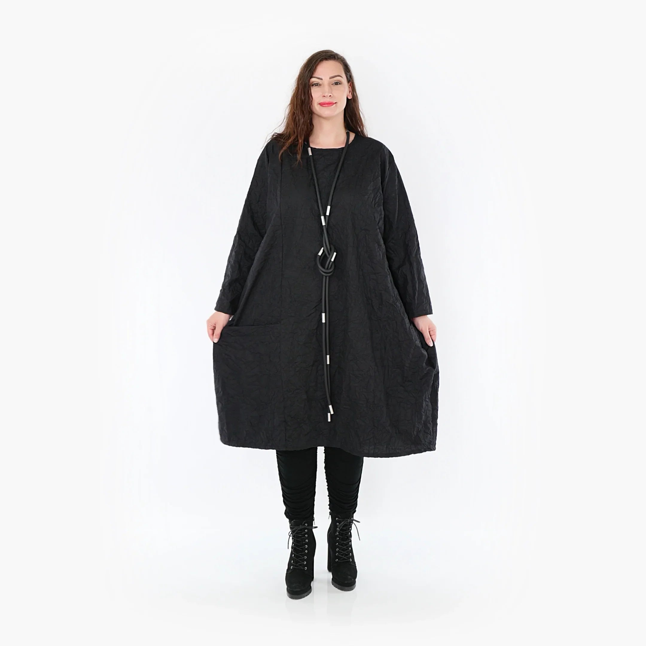AKH Fashion Kleid 6695 Crushed, Schwarz