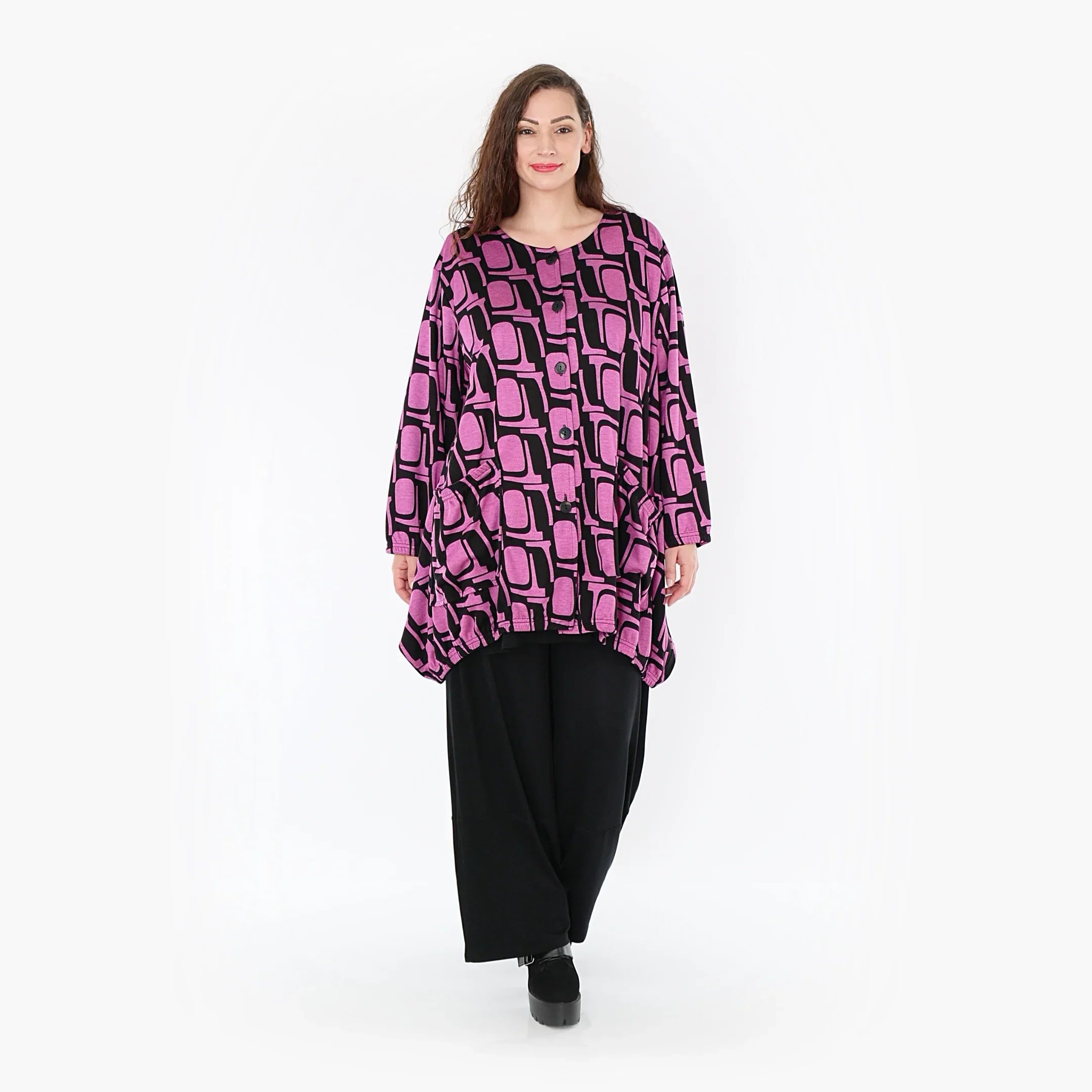 AKH 6270 Jacket, Black-Fuchsia