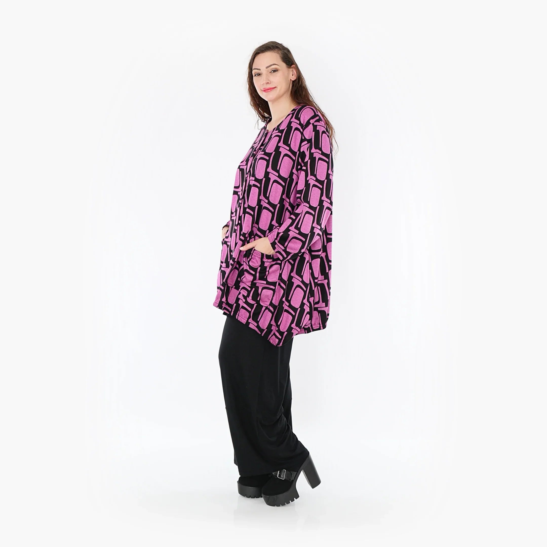 AKH 6270 Jacket, Black-Fuchsia