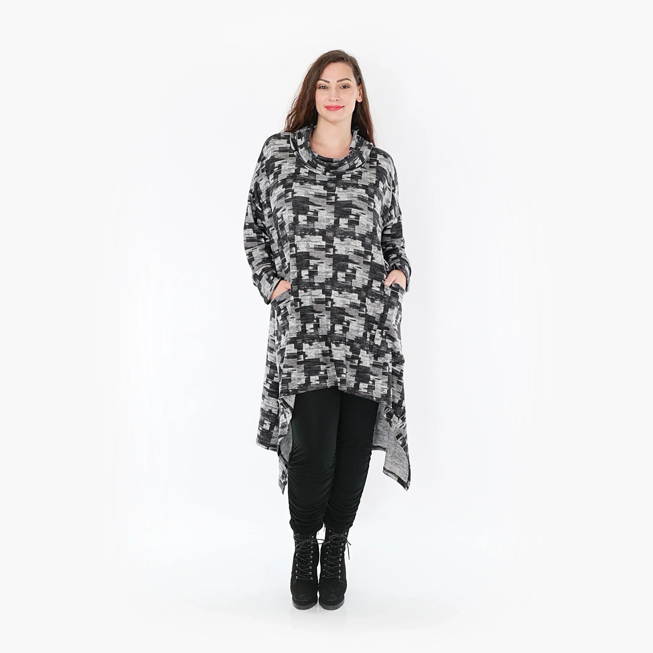 AKH 6882 Dress, Dark Grey-Grey
