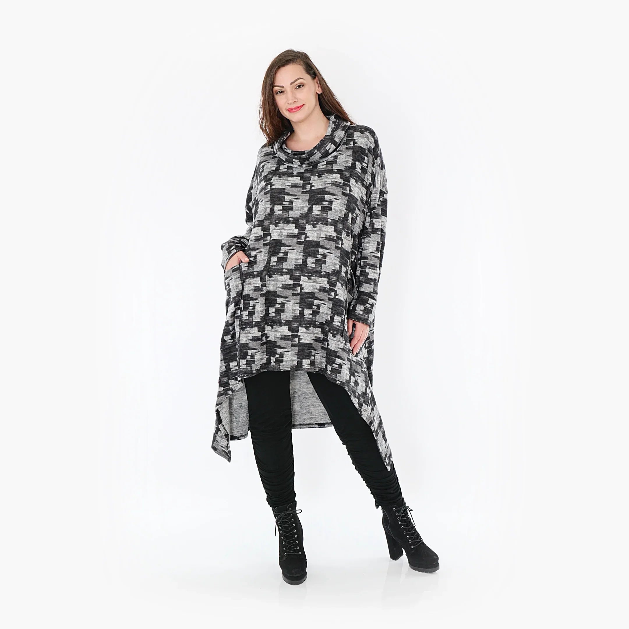 AKH 6882 Dress, Dark Grey-Grey