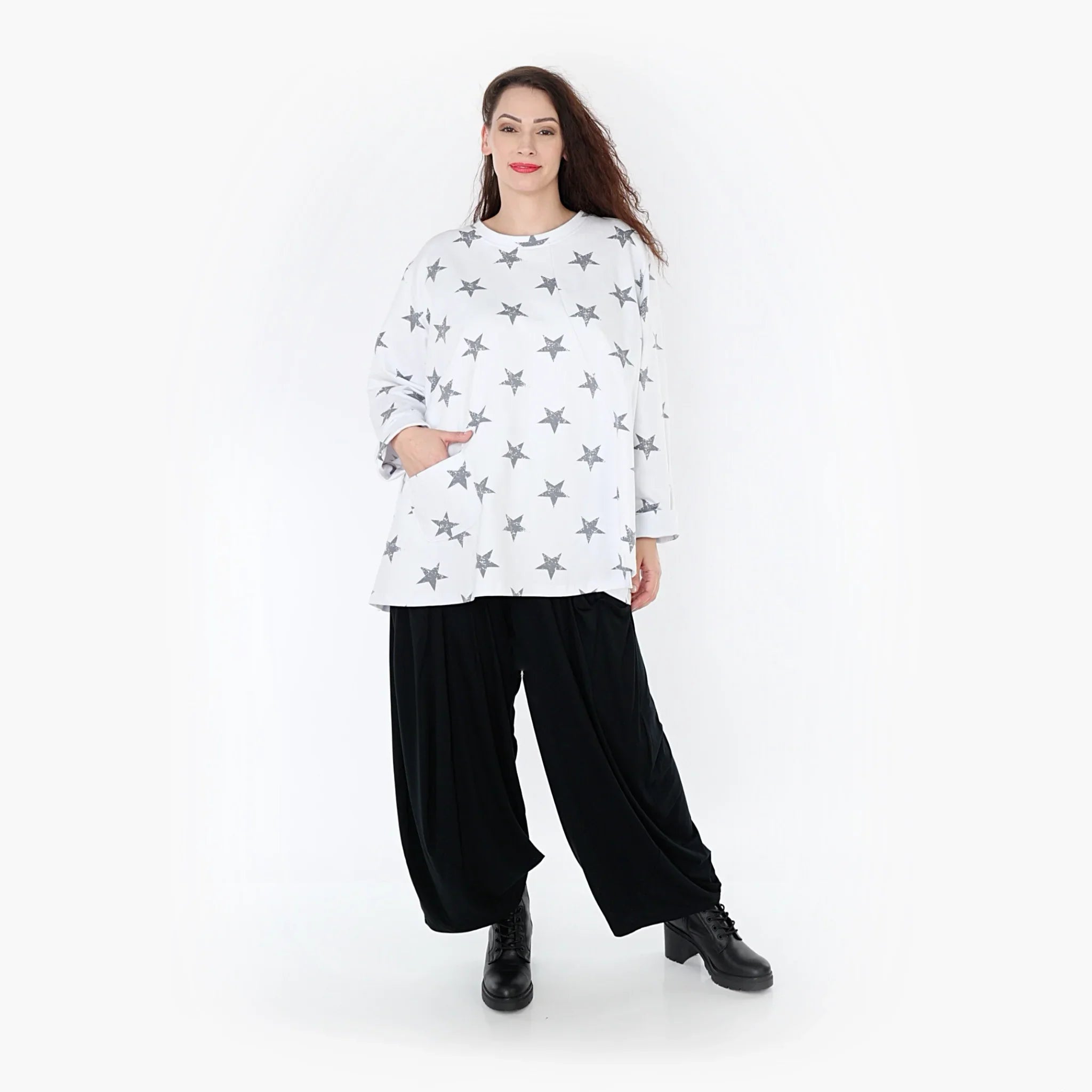 AKH 2153 Big Shirt, White-Grey
