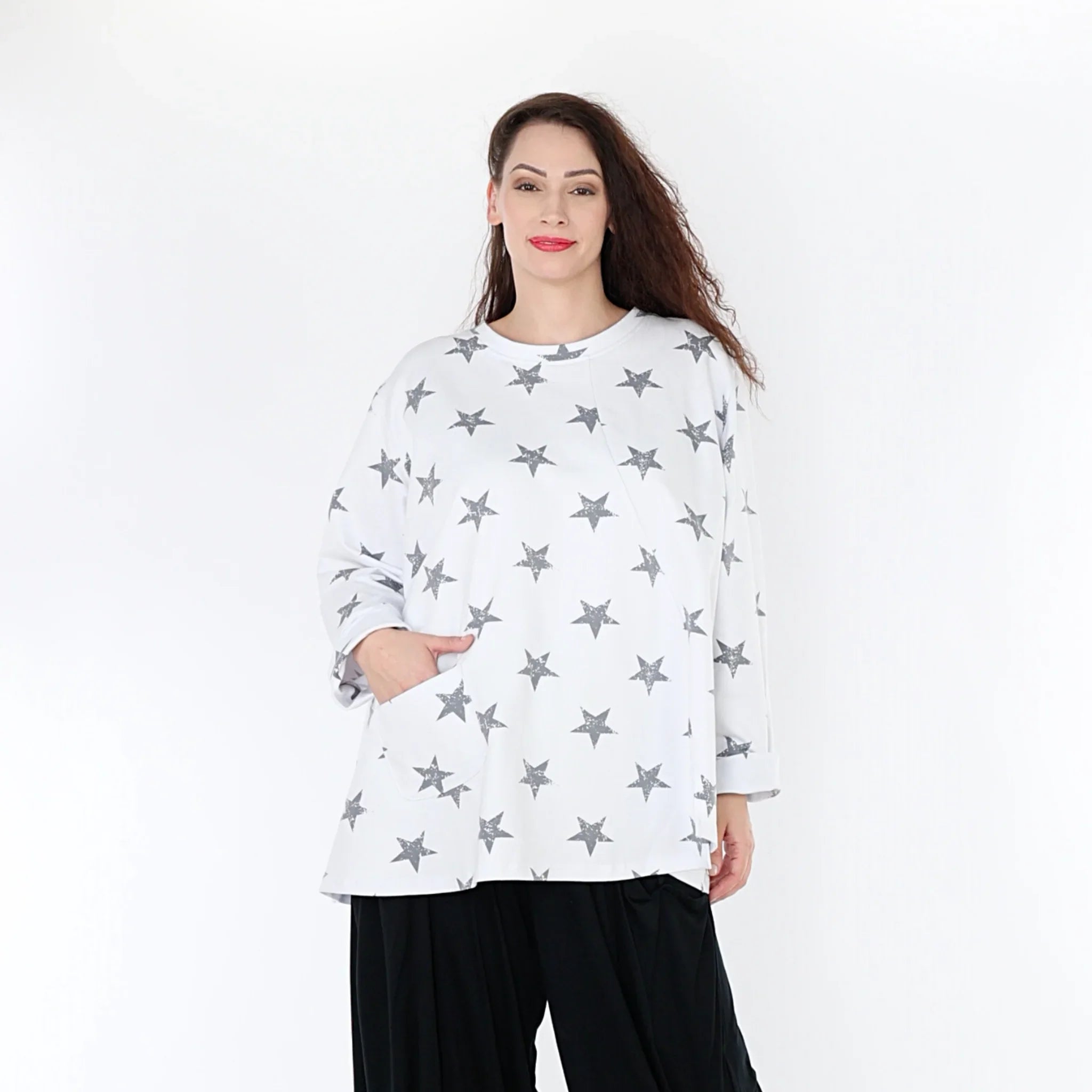 AKH 2153 Big Shirt, White-Grey