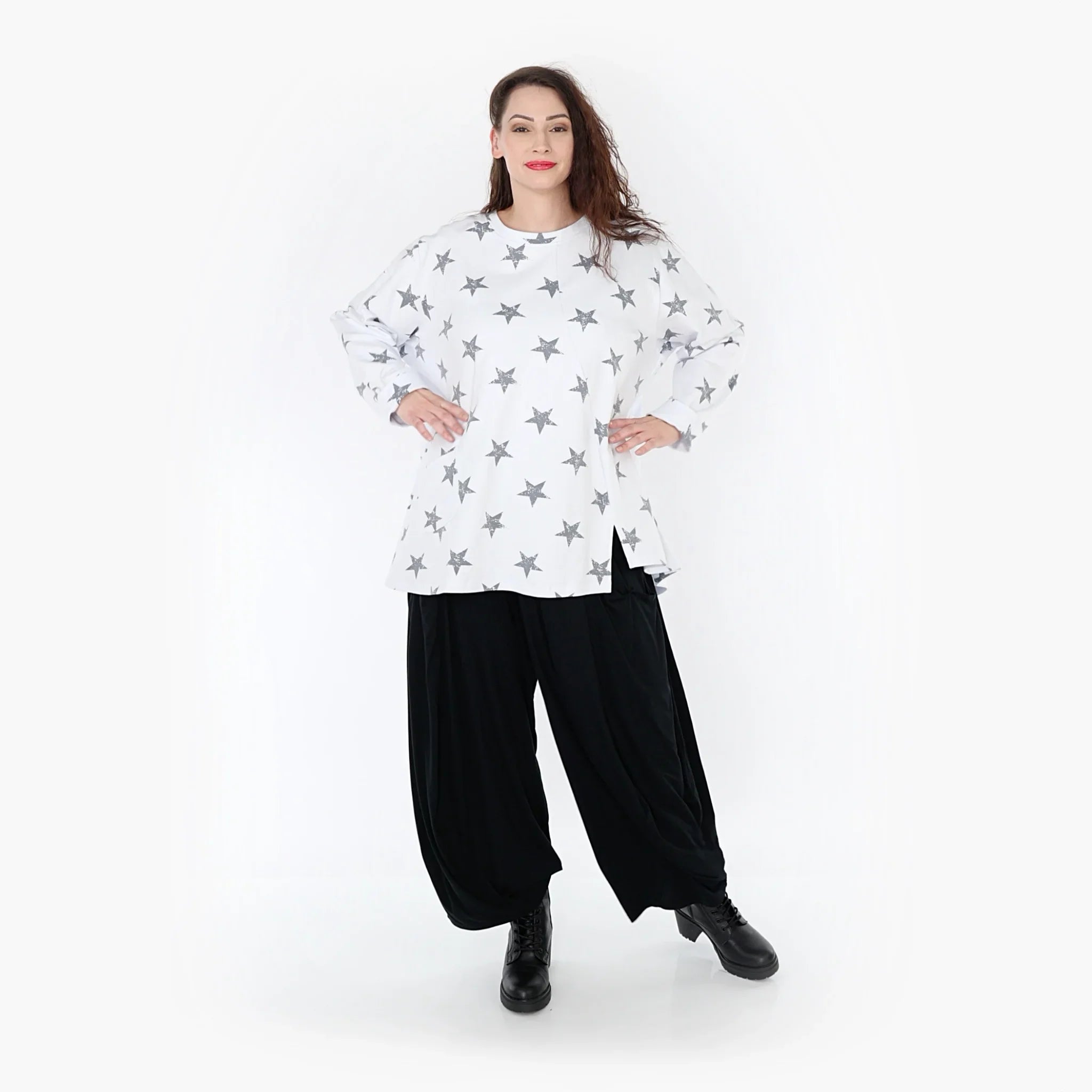 AKH 2153 Big Shirt, White-Grey
