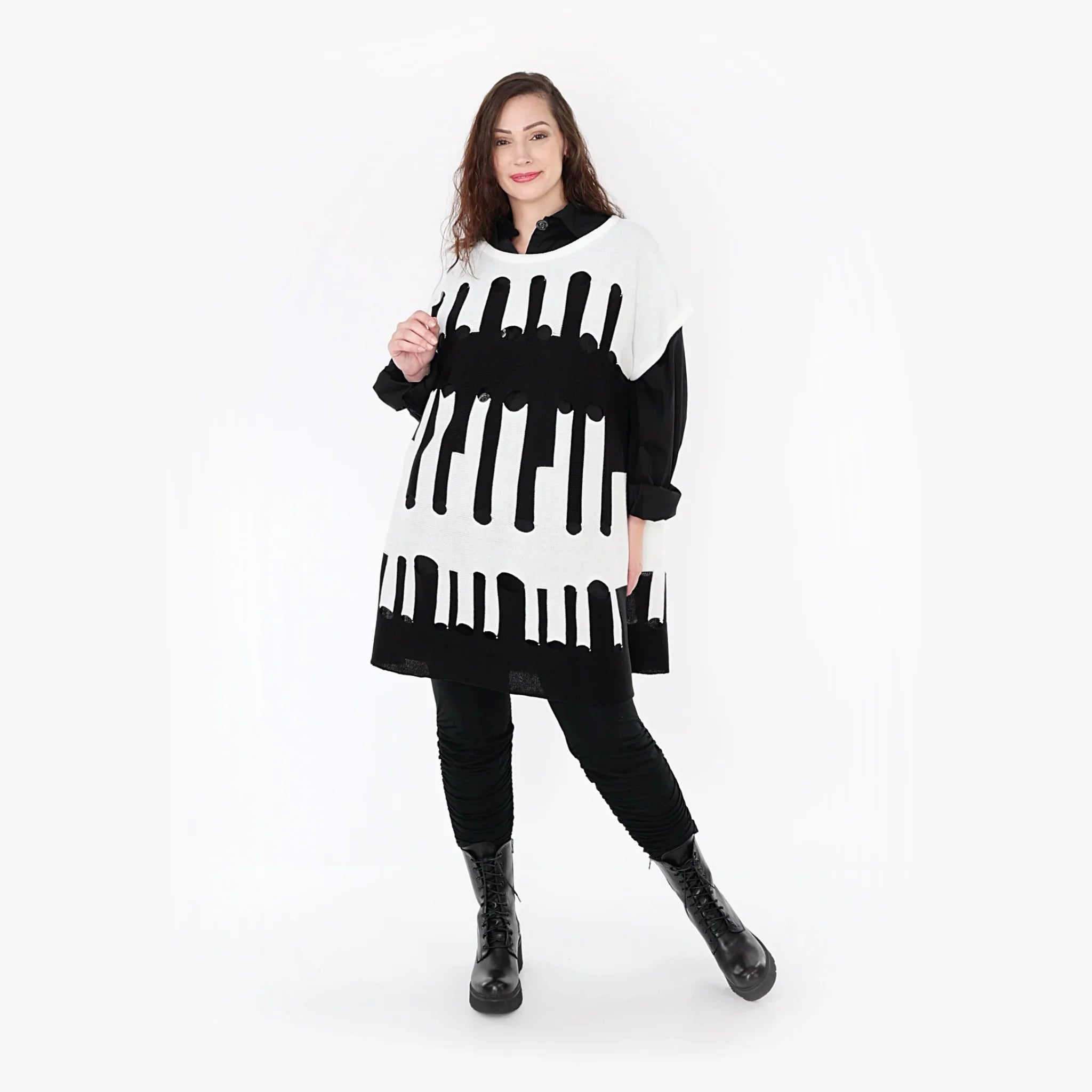 AKH Fashion Überwurf 2415 Huller, Weiß/Schwarz
