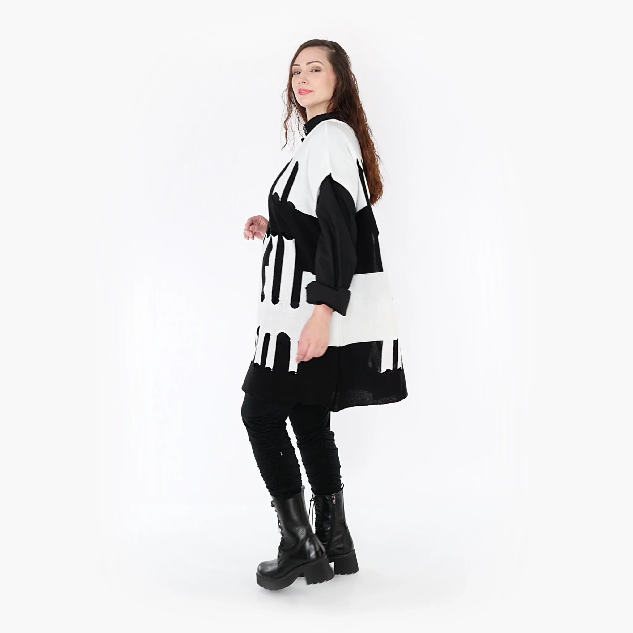 AKH Fashion Überwurf 2415 Huller, Weiß/Schwarz