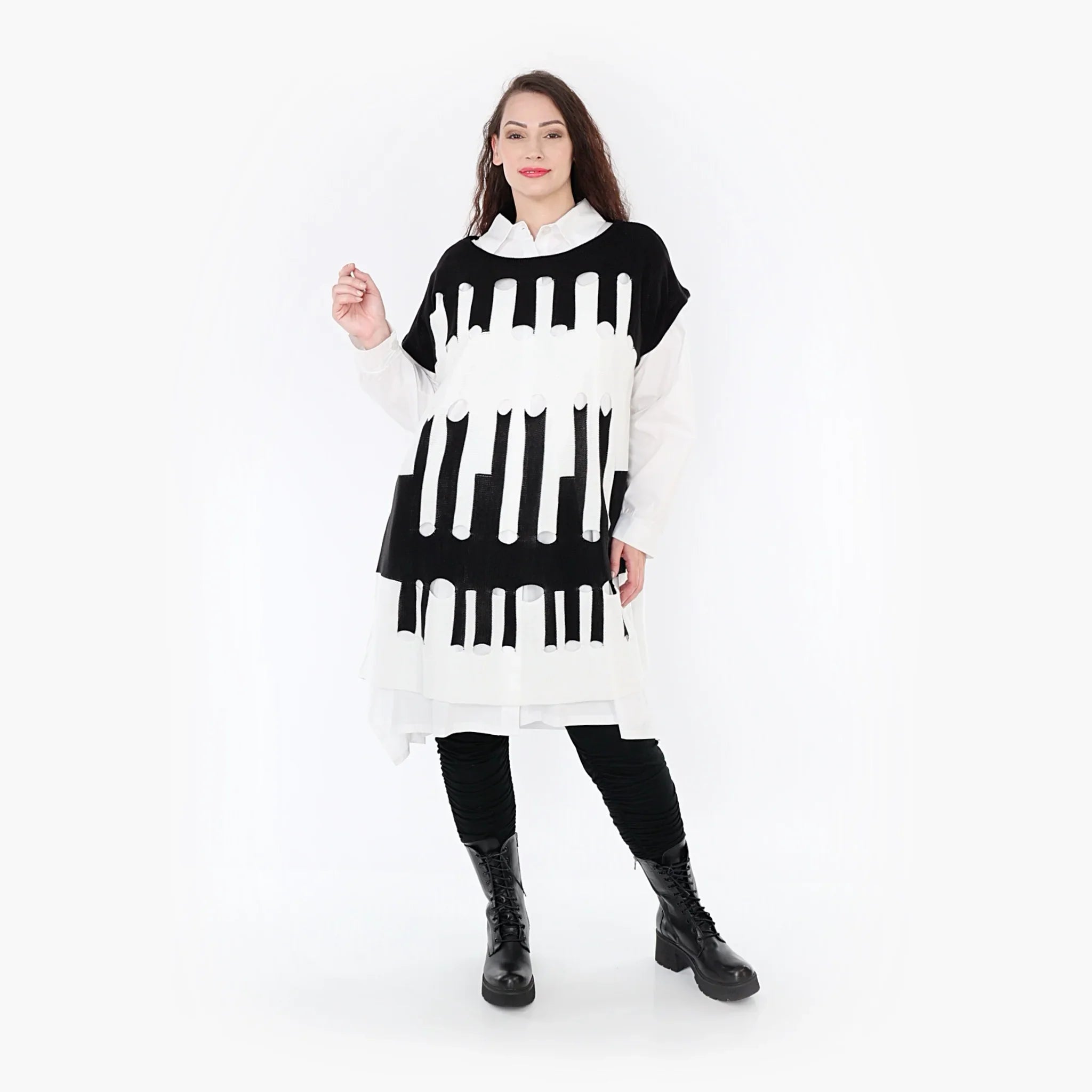 AKH Fashion Überwurf 2415 Huller, Schwarz/Weiß