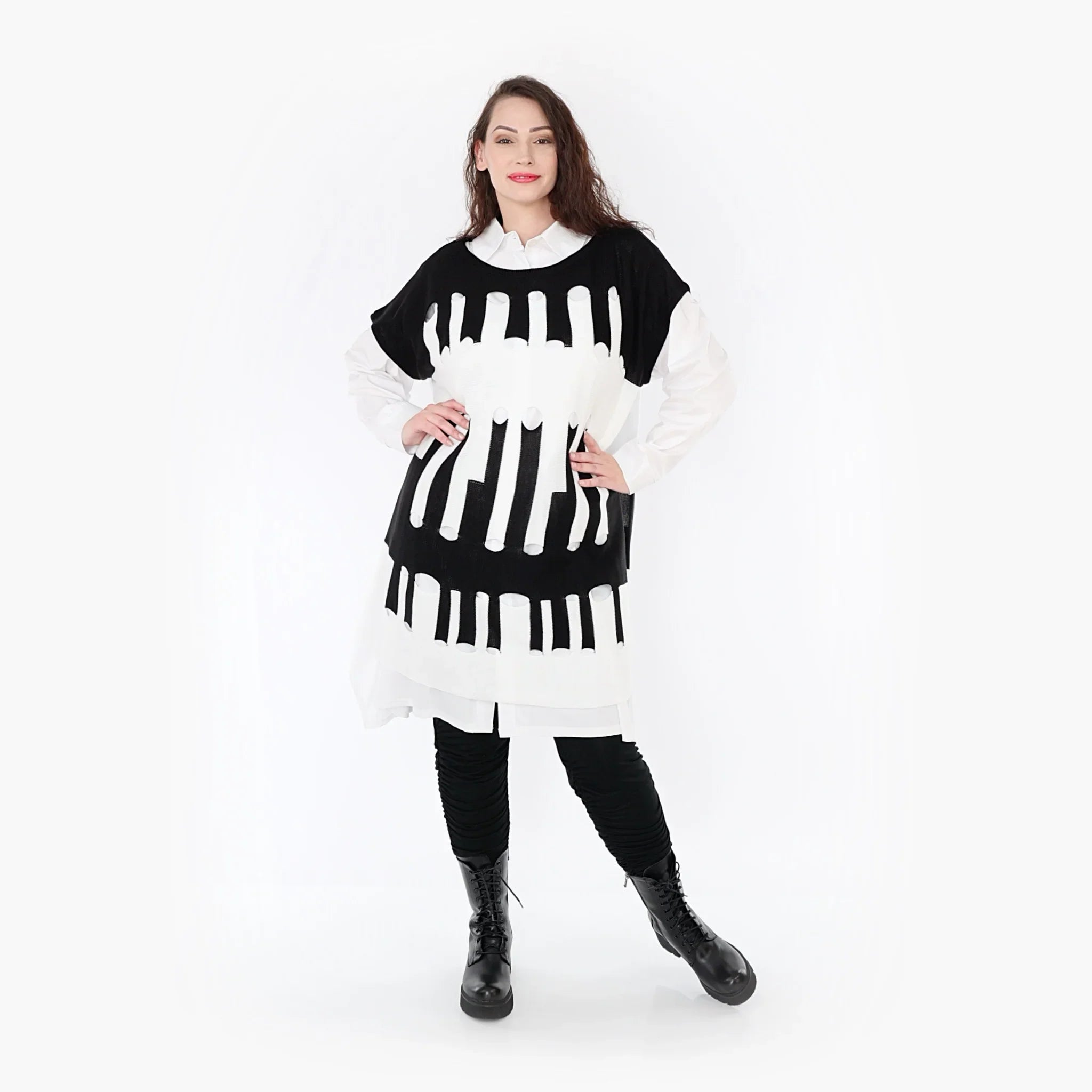 AKH Fashion Überwurf 2415 Huller, Schwarz/Weiß