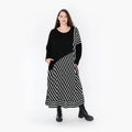 AKH Fashion Kleid 2318 Warmy, Schwarz/Weiß