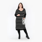 AKH Fashion Kleid 2328 Warmy, Schwarz/Weiß