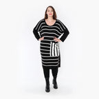 AKH Fashion Kleid 2328 Warmy, Schwarz/Weiß