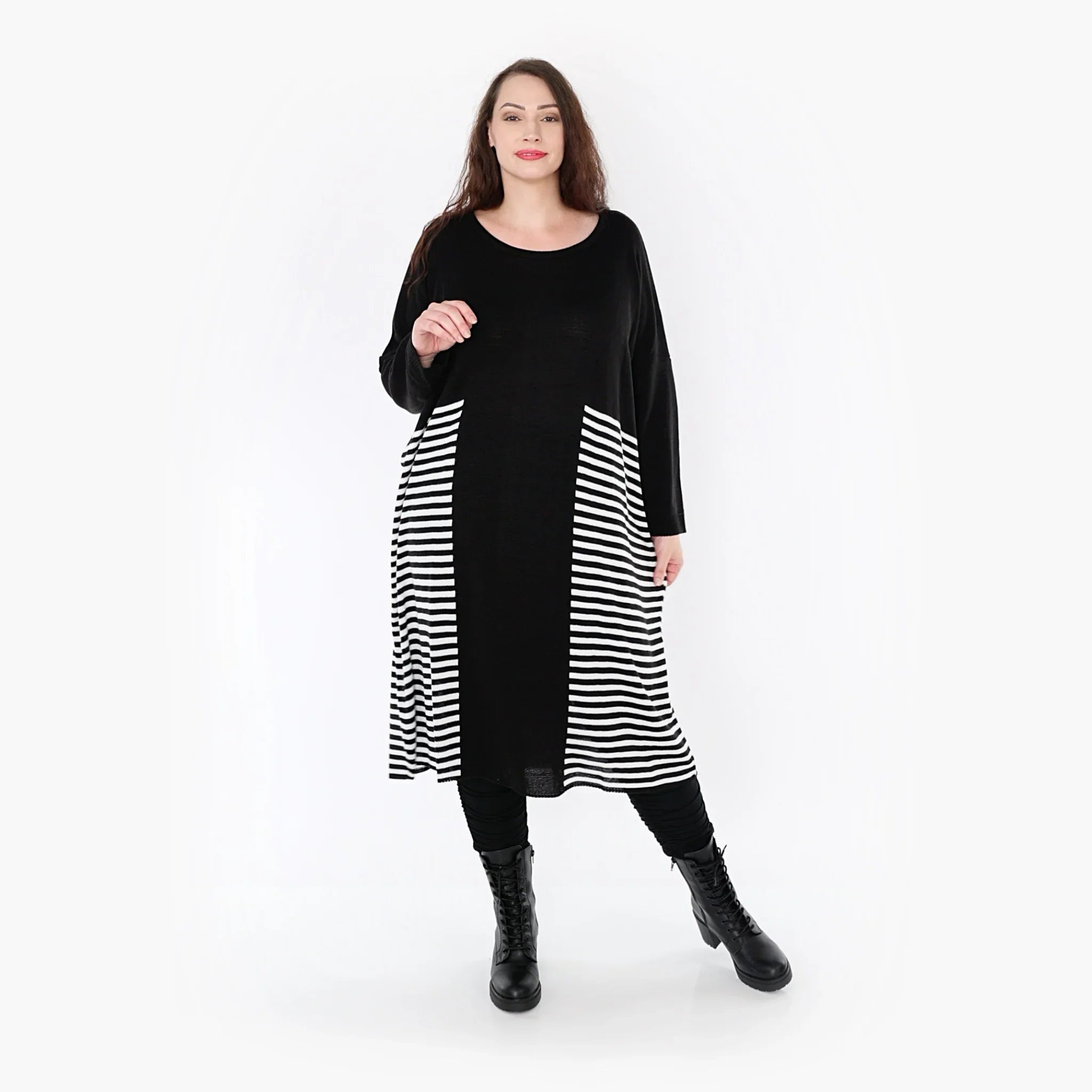 AKH Fashion Kleid 2333 Warmy, Schwarz/Weiß