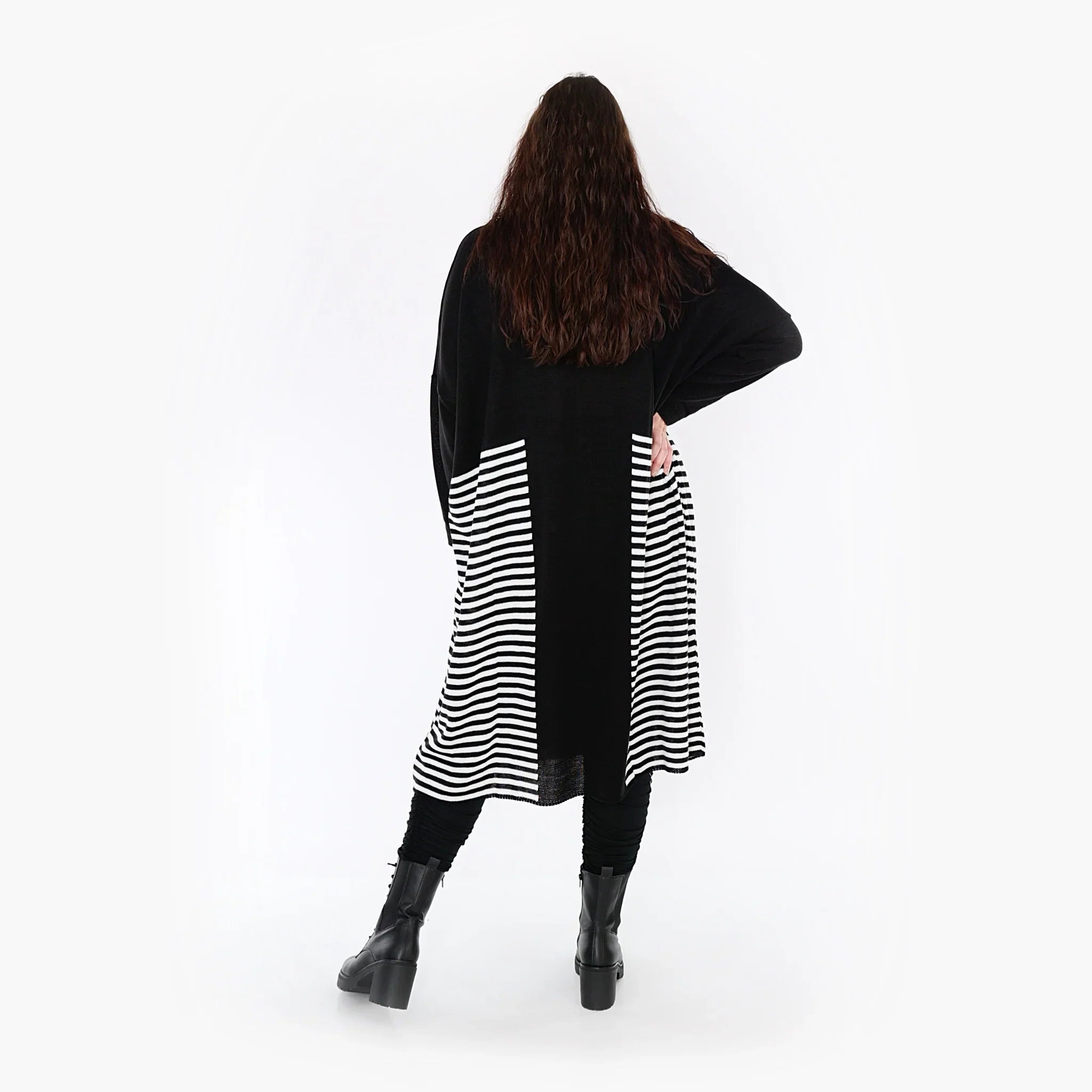 AKH Fashion Kleid 2333 Warmy, Schwarz/Weiß