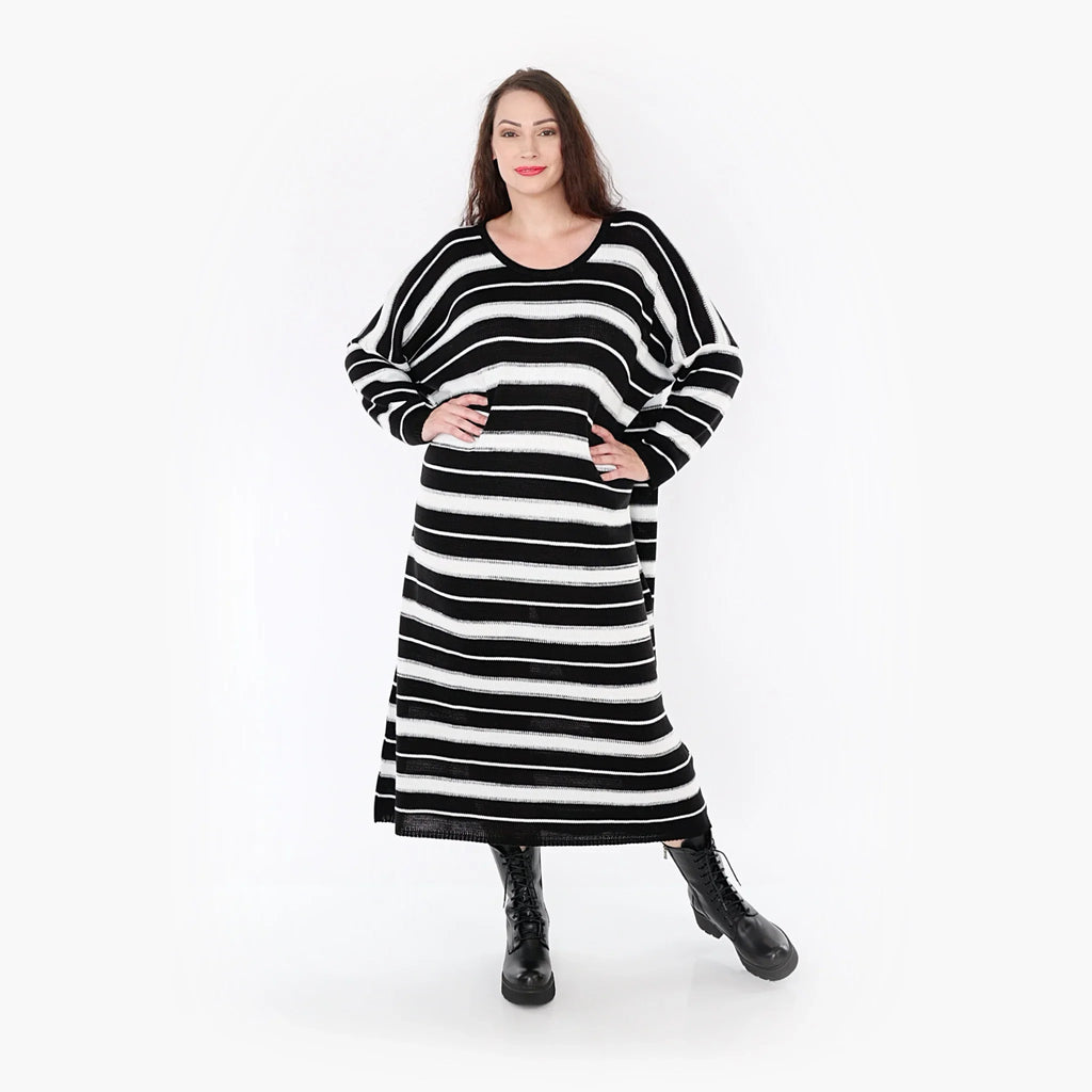 AKH Fashion Kleid 2337 Warmy, Schwarz/Weiß