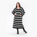 AKH Fashion Kleid 2337 Warmy, Schwarz/Weiß