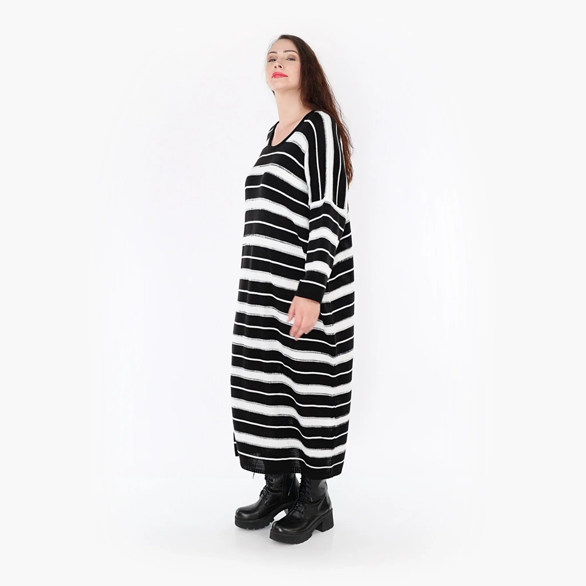 AKH Fashion Kleid 2337 Warmy, Schwarz/Weiß
