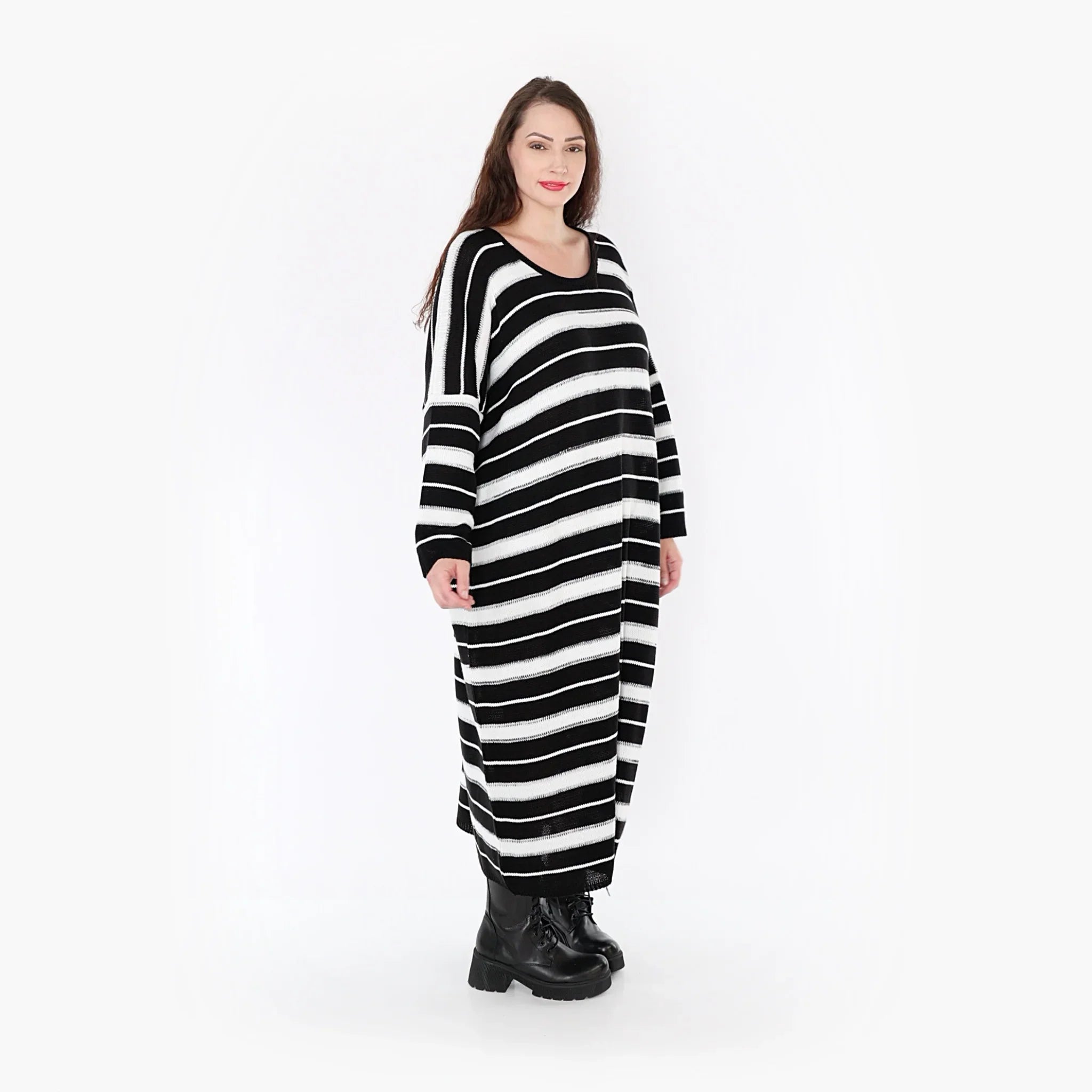 AKH Fashion Kleid 2337 Warmy, Schwarz/Weiß