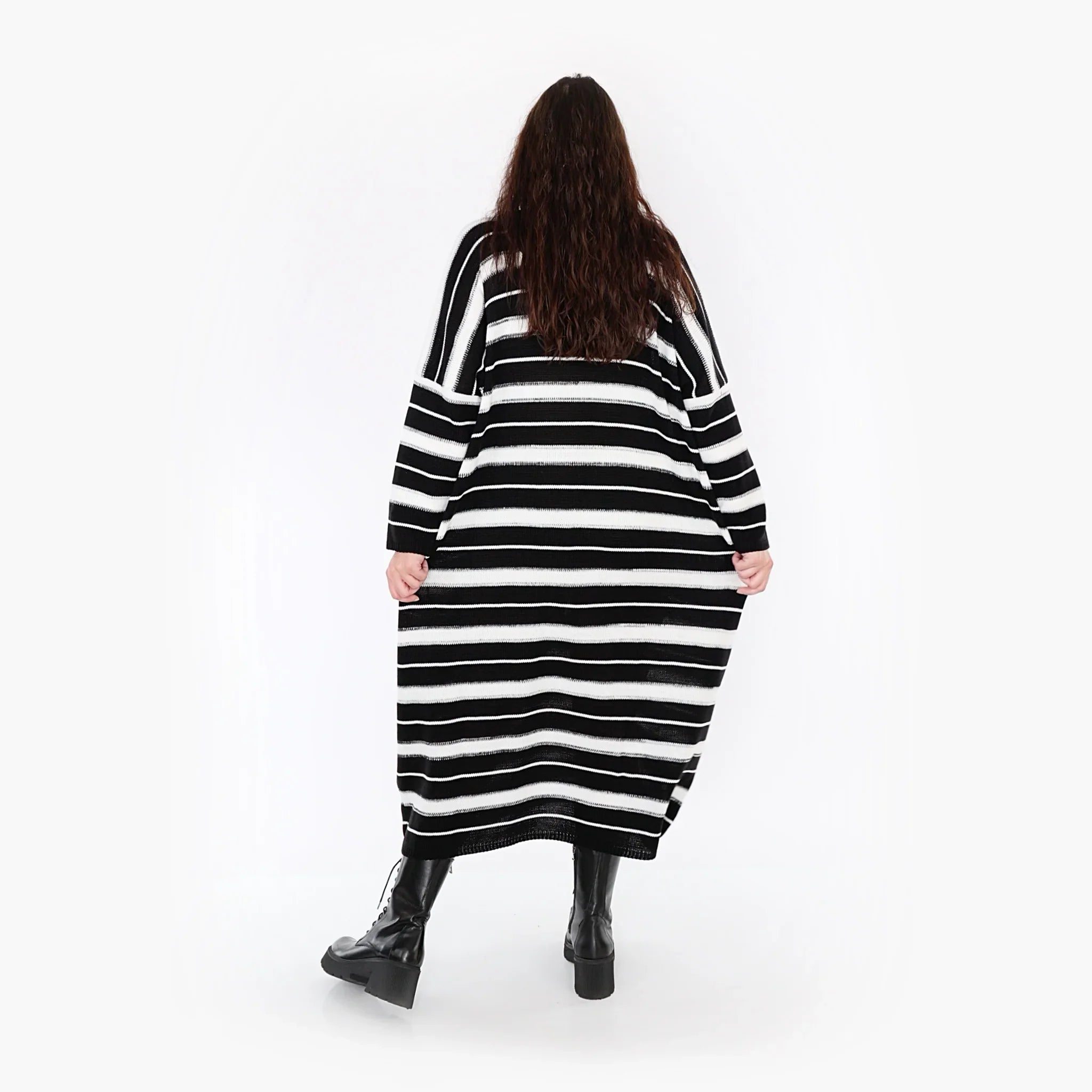 AKH Fashion Kleid 2337 Warmy, Schwarz/Weiß