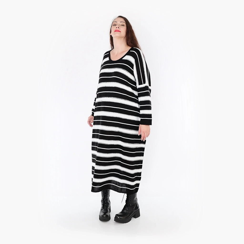 AKH Fashion Kleid 2337 Warmy, Schwarz/Weiß