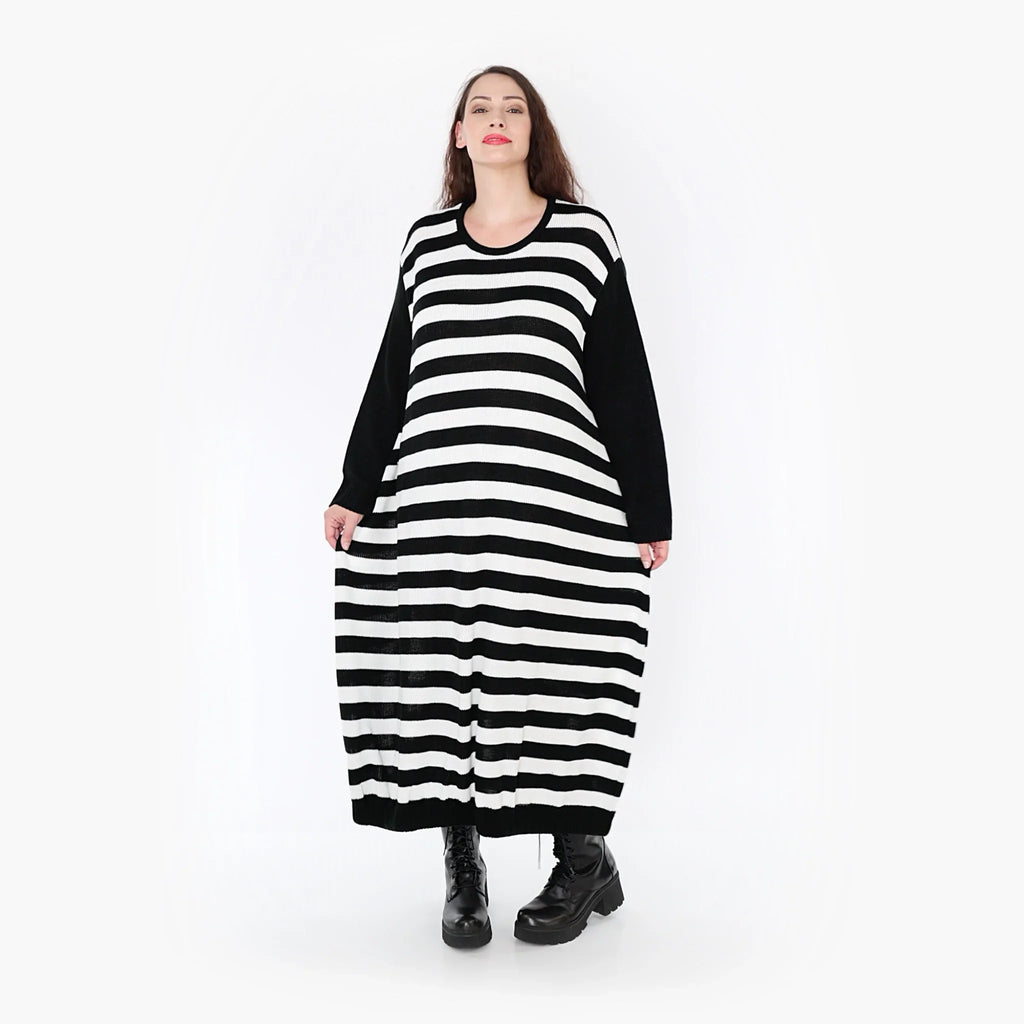 AKH Fashion Kleid 2344 Warmy, Schwarz/Weiß